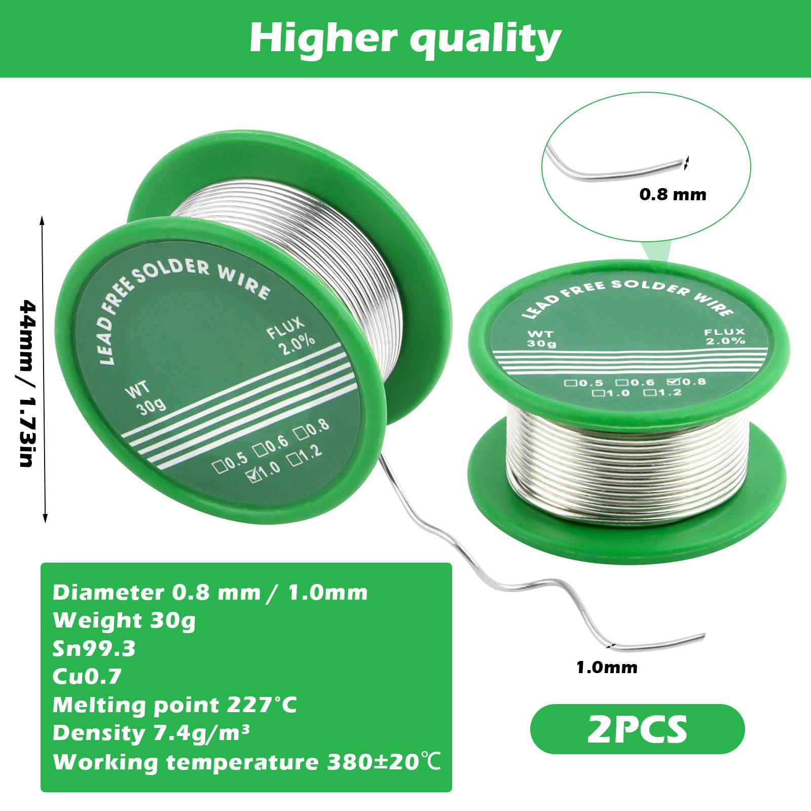 Stagno per Saldare Elettronica, Filo a Saldare Senza Piombo, Filo di Saldatura a Nucleo di Colofonia, Solder Wire con Flussante, Sn99,3 Cu0,7, 30g/1mm/0,8mm per Saldatura Elettrica Riparazione