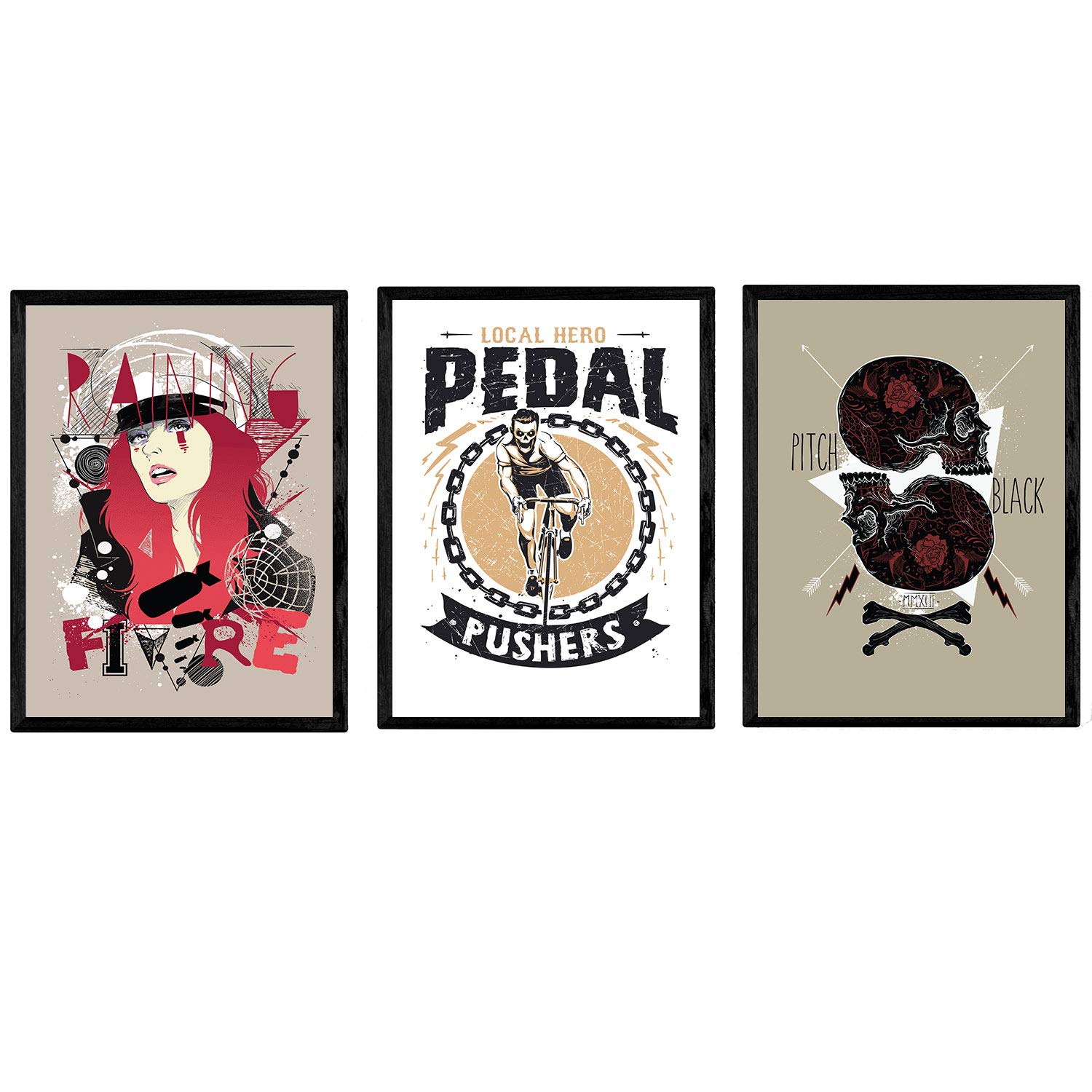 Nacnic Poster Calavera, bike girl. Design decorative sheet. A4 size, Skull, Bike Girl