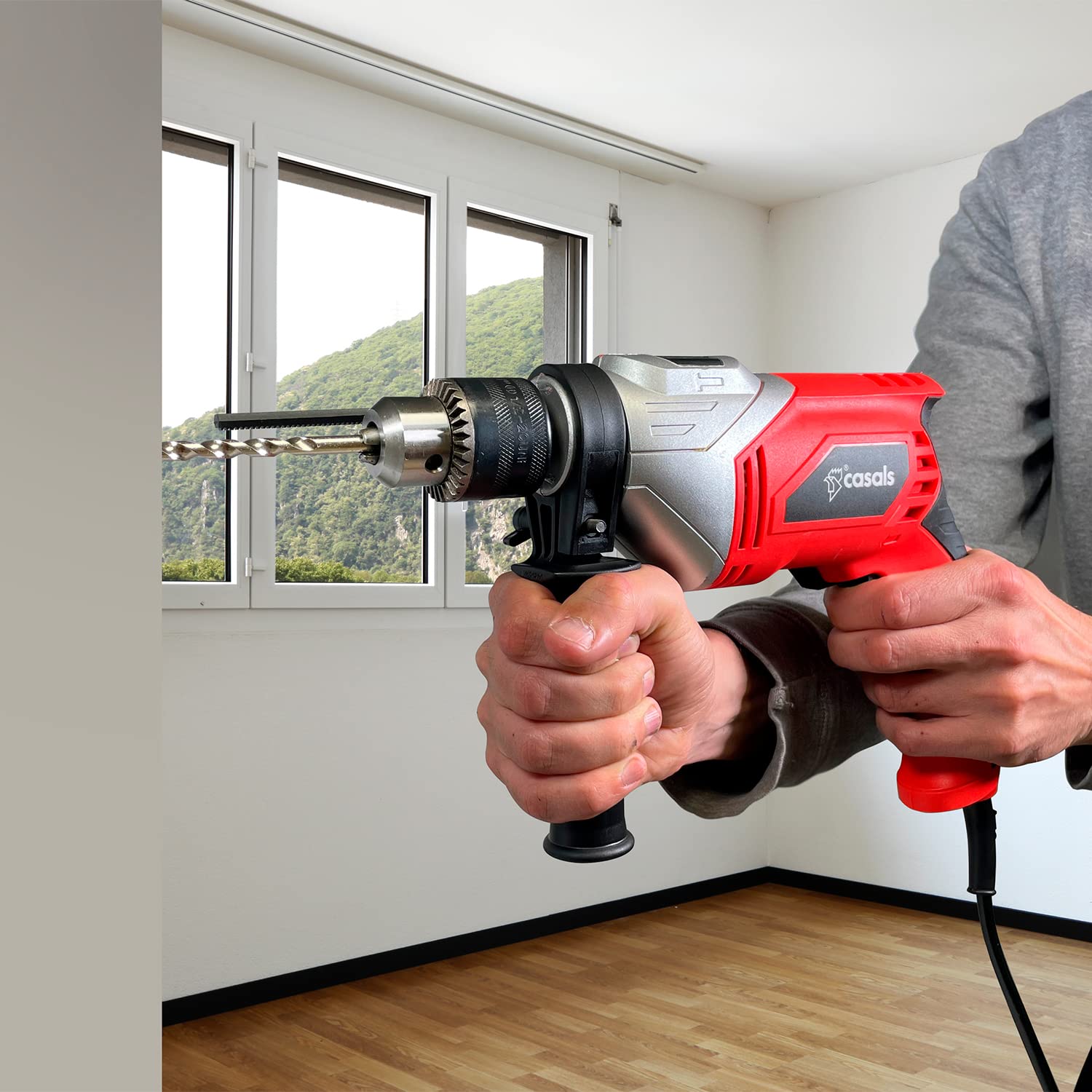 Casals - Trapano a percussione da 500 W | 0-3000 RPM Velocità variabile | Impugnatura ergonomica | Ø Forato MAX Acciaio (10 mm); Legno (24 mm), Calcestruzzo (13 mm) | Mandrino | Design Compatto Rosso