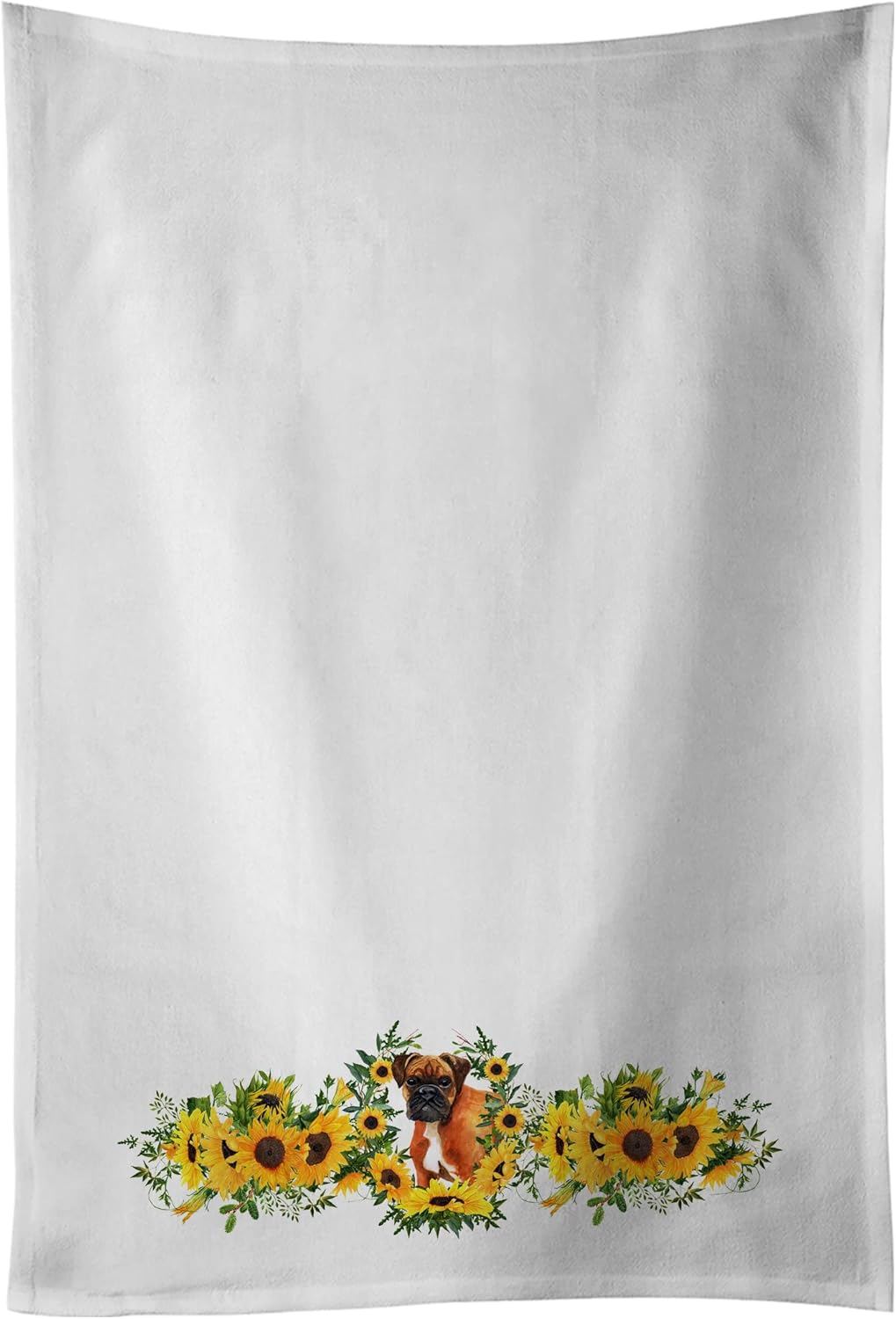 Caroline's Treasures CK2832WTKT German Boxer in Sunflowers White Kitchen Towel Set of 2 Dish Towels Decorative Bathroom Hand Towel for Hand, Face, Hair, Yoga, Tea, Dishcloth, 19 X 25, White