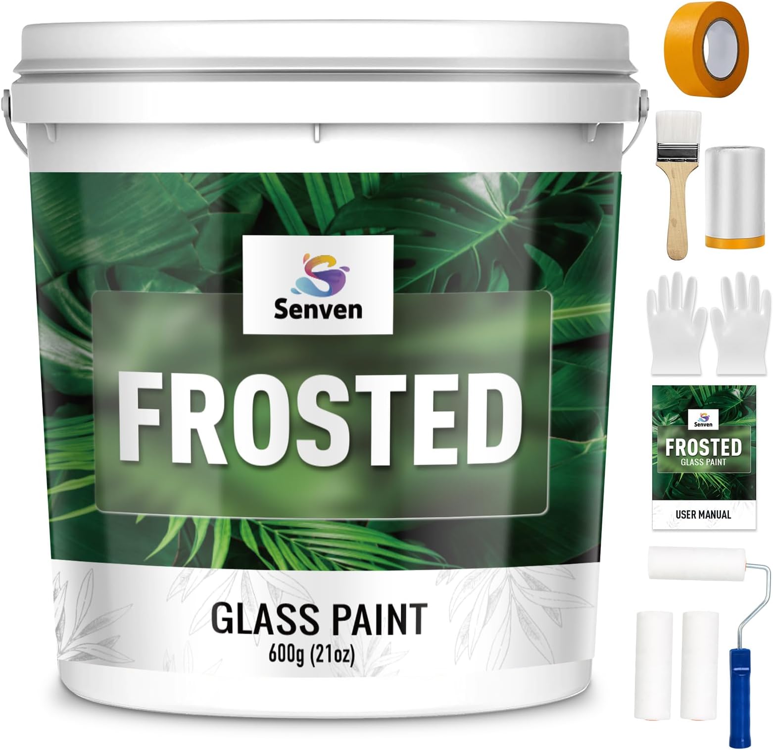 Frosted Glass Paint 21oz Frosted Glass Paint Kit, Waterproof & UV Resistant Frost Paints for Window Privacy Film Windows Frosting for Home Bathroom Door Kitchen and Office Window Frosting