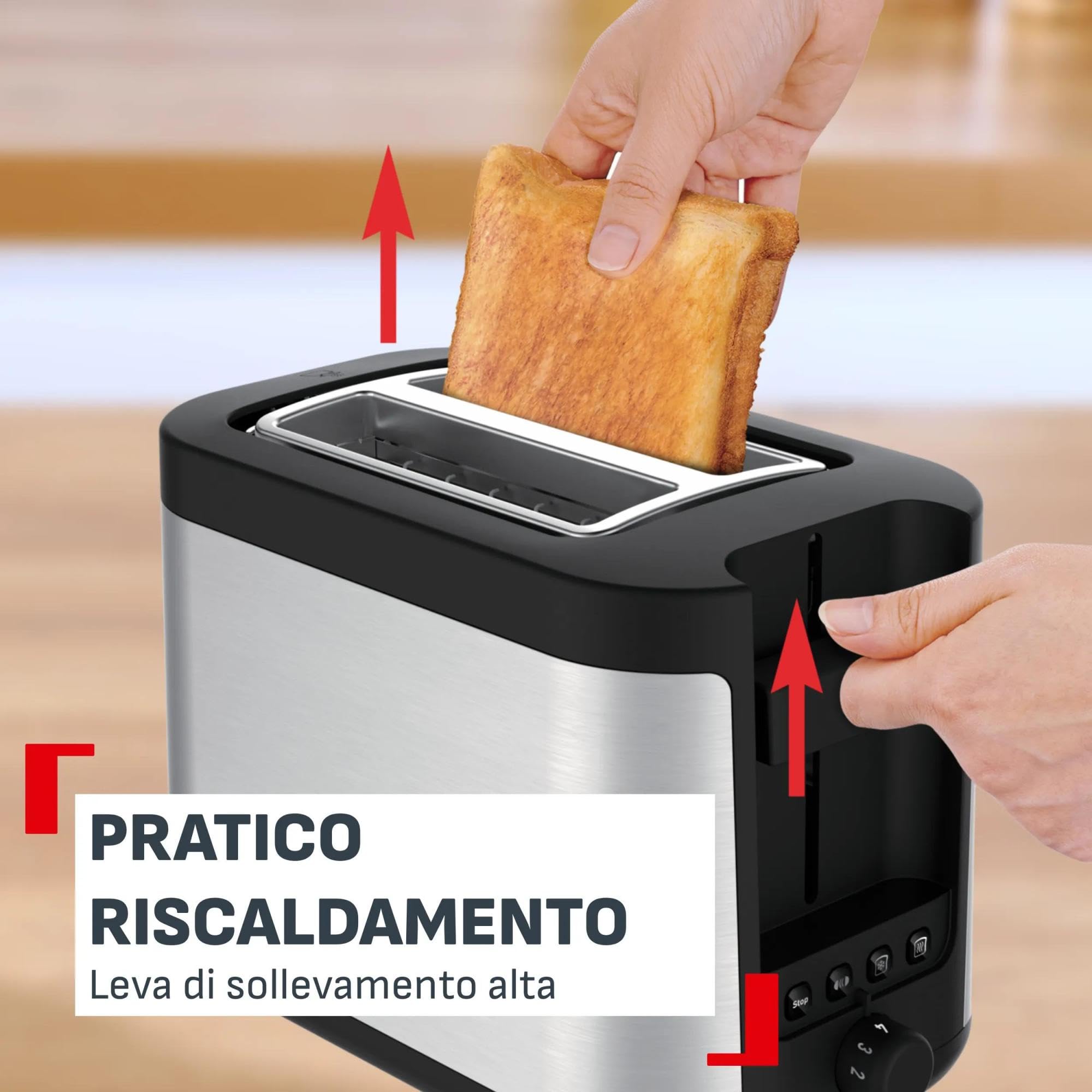 Tefal Element, Tostapane 2 Fette con Scaldapanini Integrato, Design In Acciaio Inossidabile, 7 Livelli Di Doratura, TT4308E0