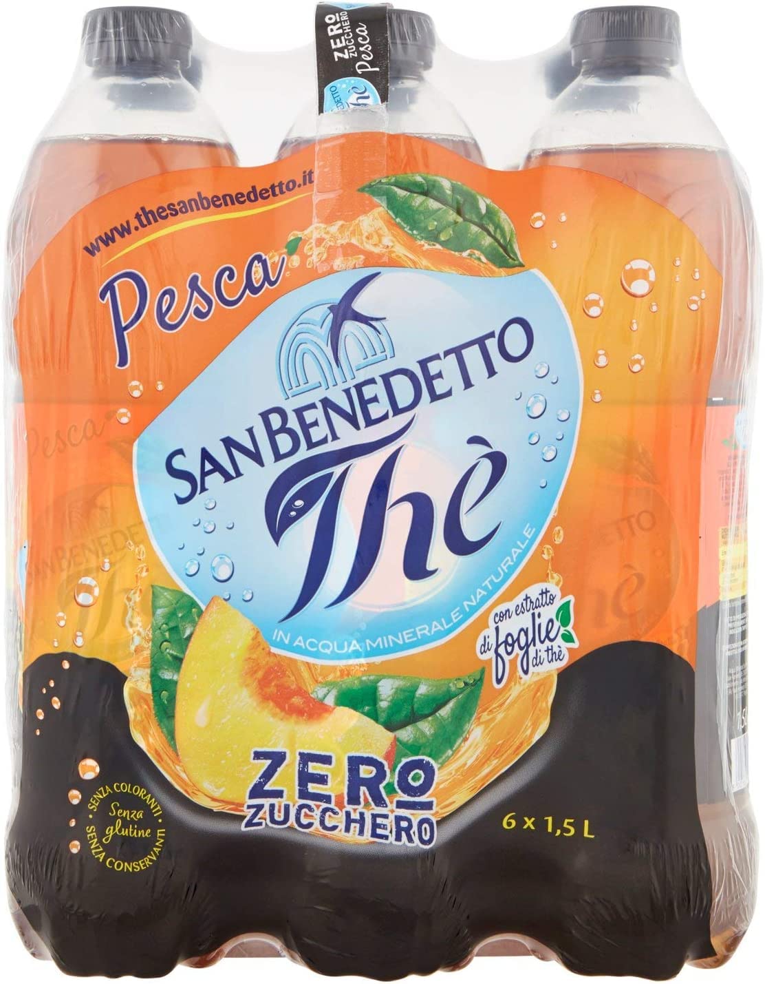 Zero bevanda tè pesca Té helado melocotón sin azúcar PET refrescante 12 x 1,5 L | Bevanda Fredda al gusto frutta, bajo en calorías y práctico para almacenamiento, oficina y viajes, peso neto total 18 L