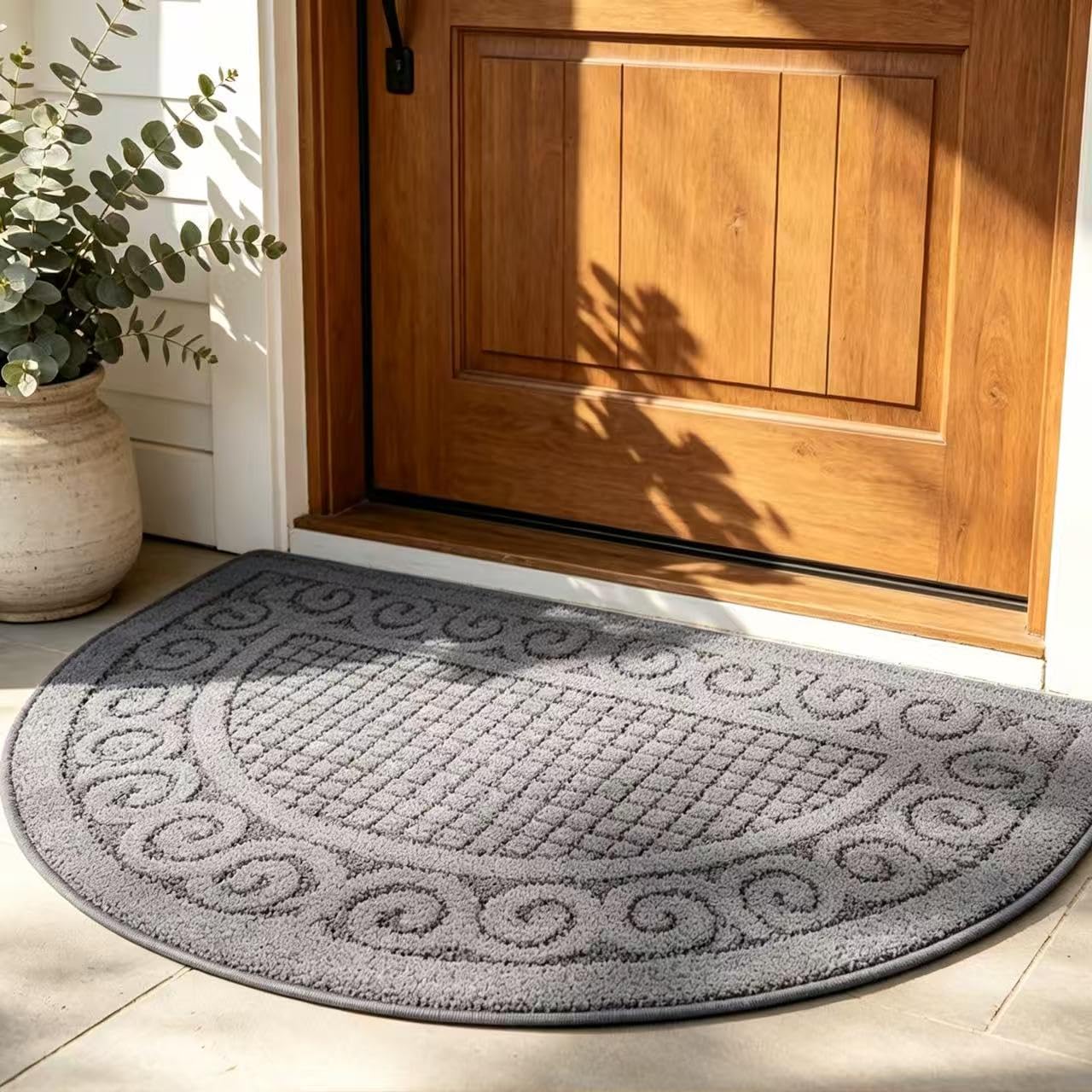 Tapete semicircular absorbente de perfil bajo que evita atascos en la puerta