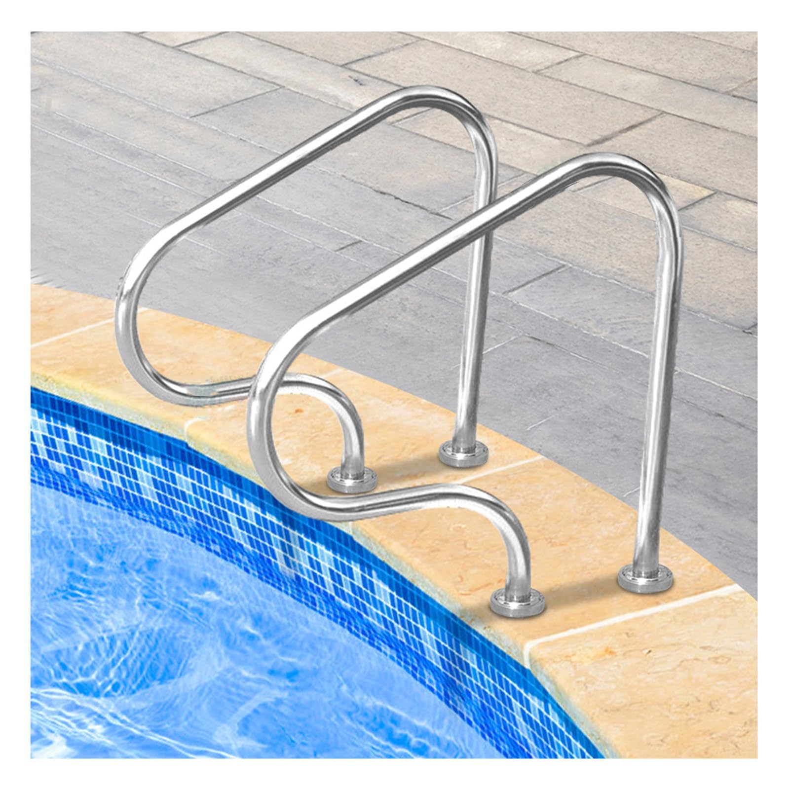 TYYCKJ 2-Pack Pool Handrails, Stainless Steel Pool Safety Railings, 330 lb Load Capacity, Suitable for Water Parks and Spa Pools with Steps