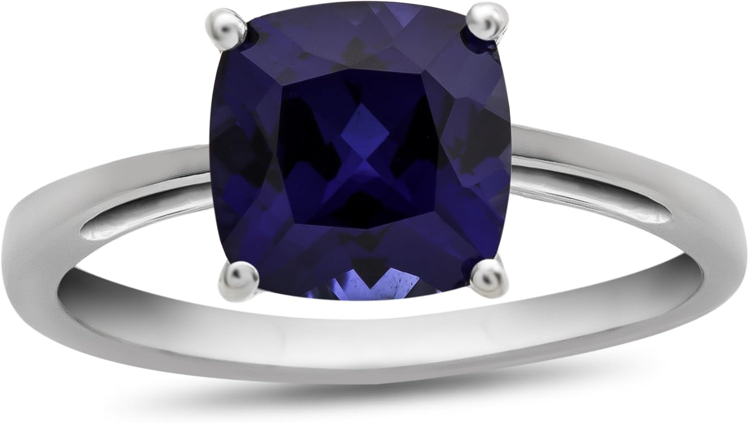 FJC Finejewelers Solid 10k White Gold 7mm Solitaire Cushion-Cut Center Stone Ring