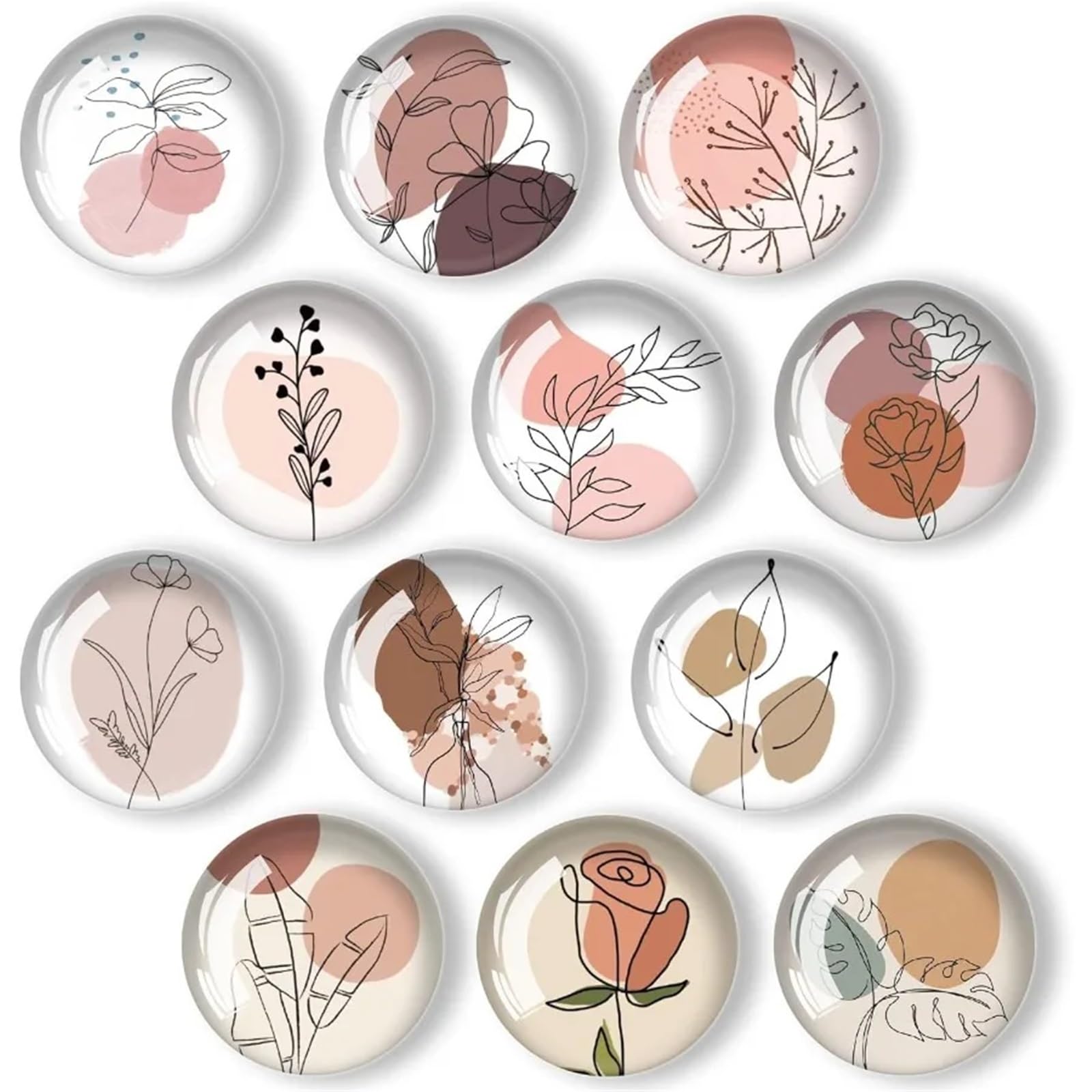 Fridge Magnets 12Pcs Glass Refrigerator Magnets Strong Magnetic Fridge Line Drawing Crystal Tive For Kitchen