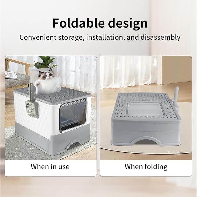 Foto 6 de 8 de Maison de Toilette Gat, caja de arena grande para gatos, con pala para arena autocontrolada, desinfección UV…