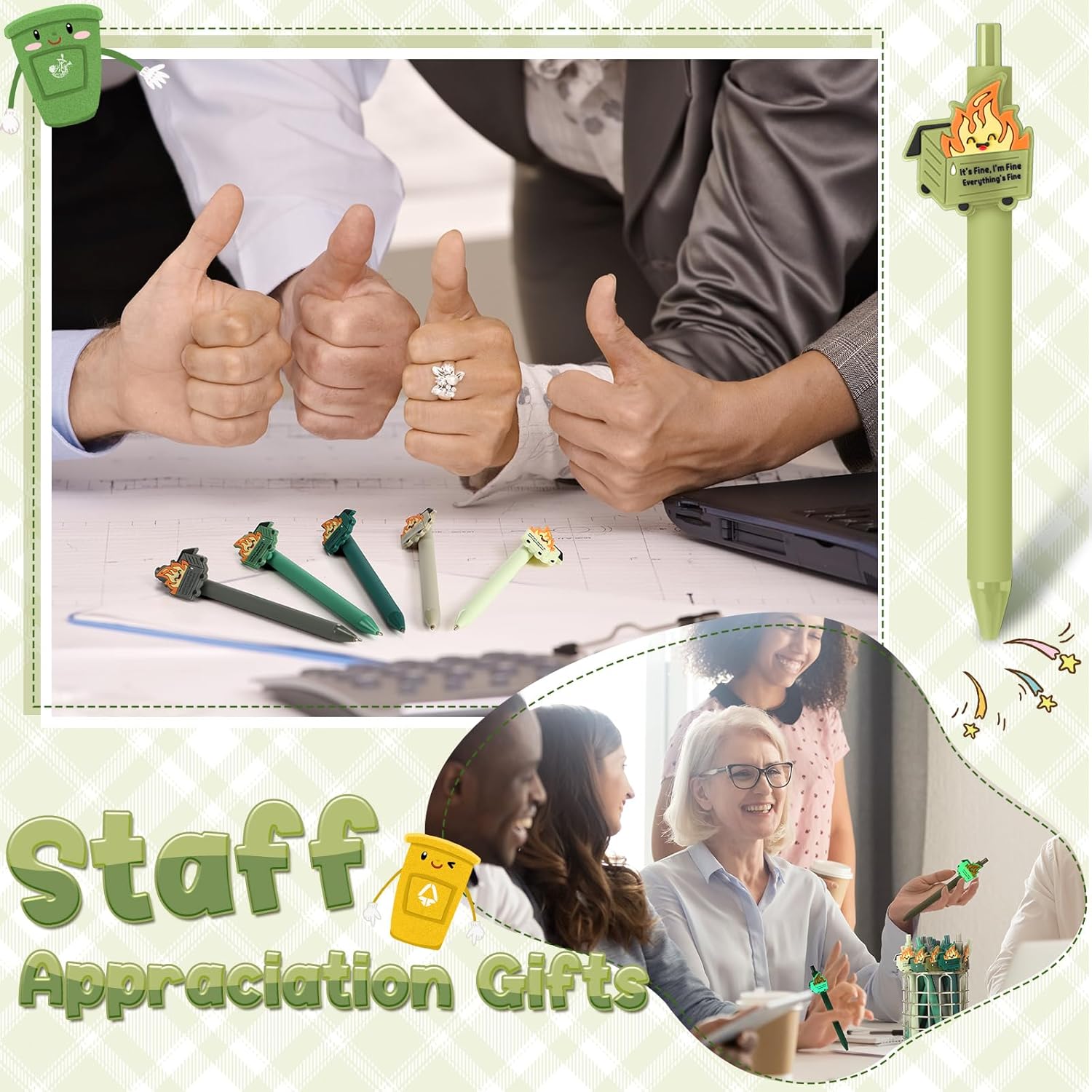 Sayglossy 40 Pcs Dumpster Fire Pen Gift Funny Luminous Dumpster Fire Ballpoint Pen Desk Accessories Emotional Employee Appreciation Support Gift for Office Social Worker Coworker Teacher Nurse Team