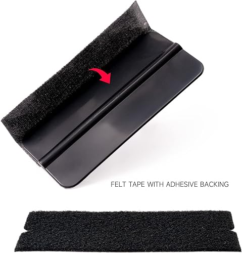 Miniatura 5 de FOSHIO Repuesto de fieltro de tela autoadhesiva precortada estándar negra para escobilla de goma de 4 pulgadas, herramientas de aplicación de vinilo