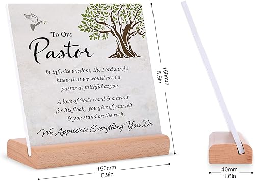 Miniatura 7 de PETALSUN Regalos de pastor para hombres, regalos de agradecimiento al pastor, letrero de mesa para pastor con soporte de madera, ideas de regalo de