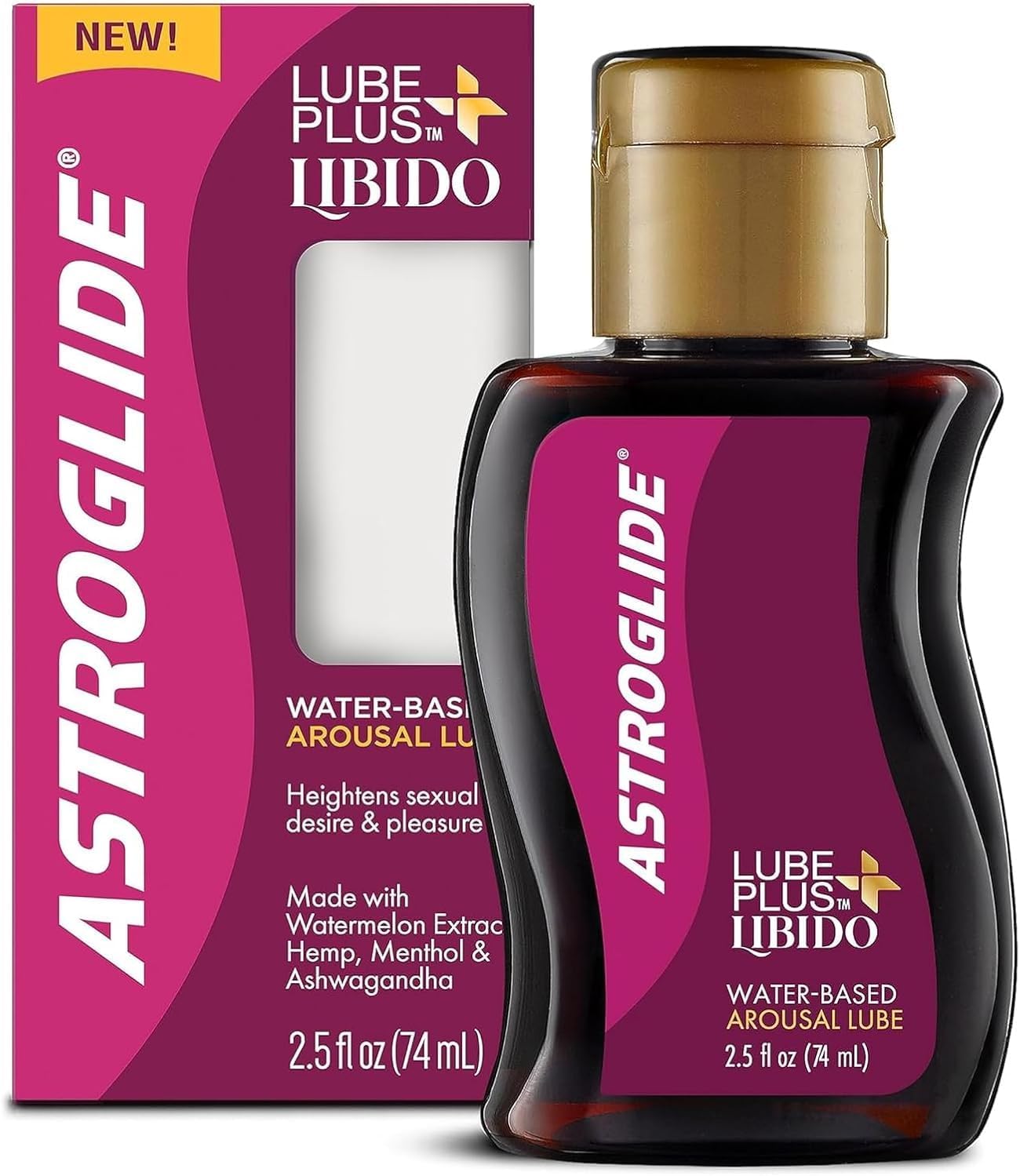 Astroglide Lube Plus Libido 2.5oz - Water-Based Arousal Lubricant with Aphrodisiacs for Heightened Desire & Sensitivity