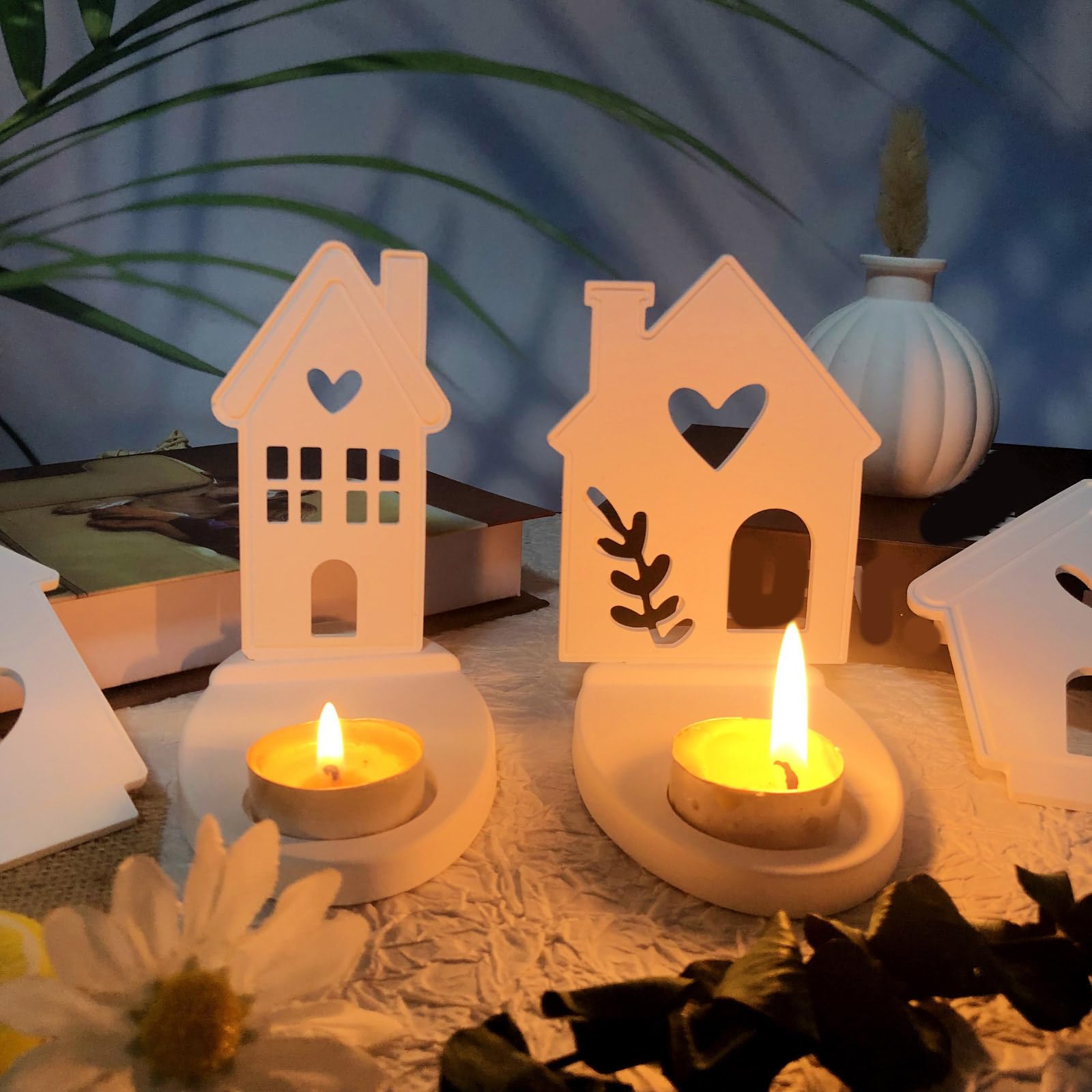 Stampo in silicone a forma di casa a forma di casa per candelabro in calcestruzzo decorazioni per gesso stampi per colata in resina