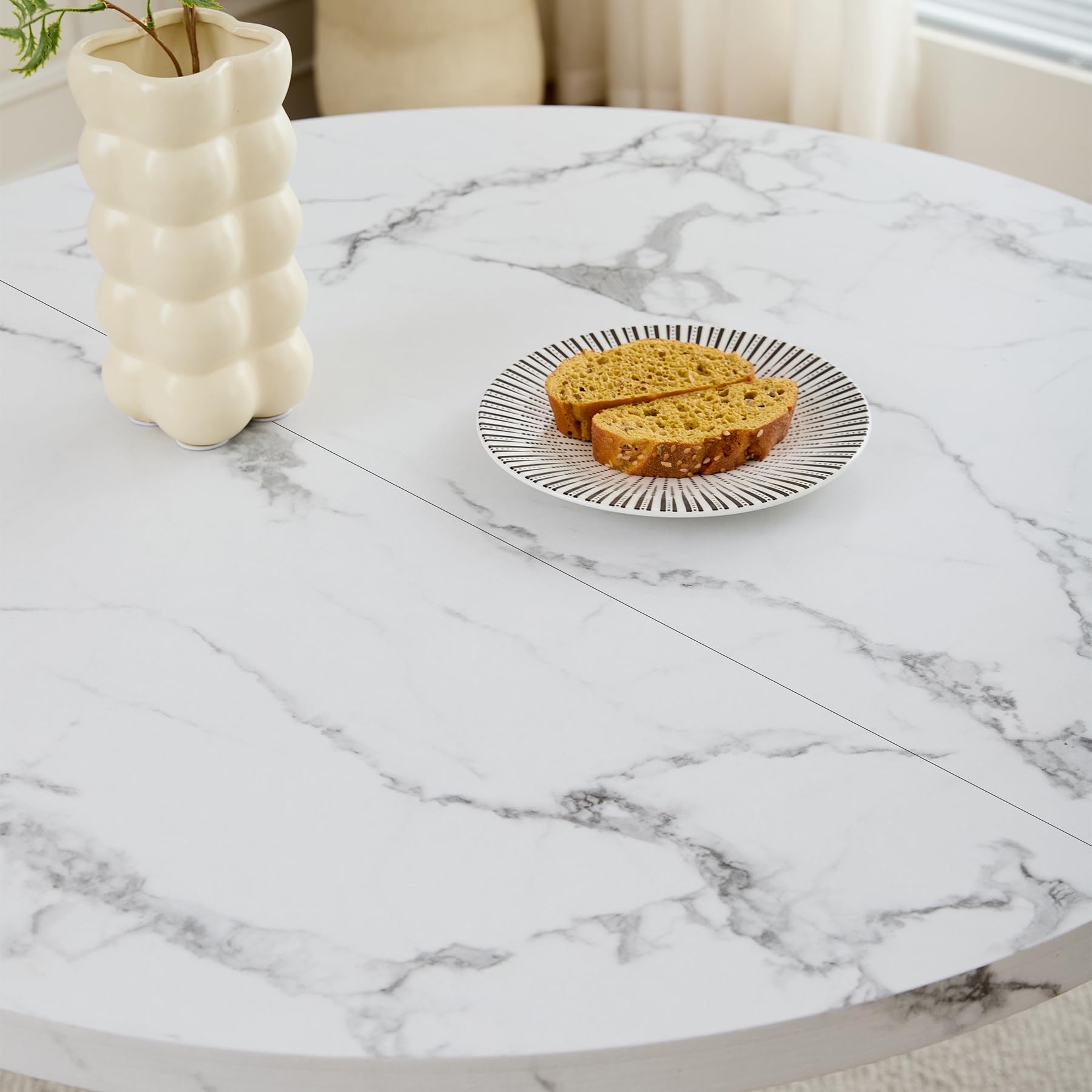 Tavolo da Pranzo Rotondo con Gambe Robuste a Forma di X, 100cm*100cm*76,5cm per Cucina, Piccoli Spazi, Appartamento (bianco)