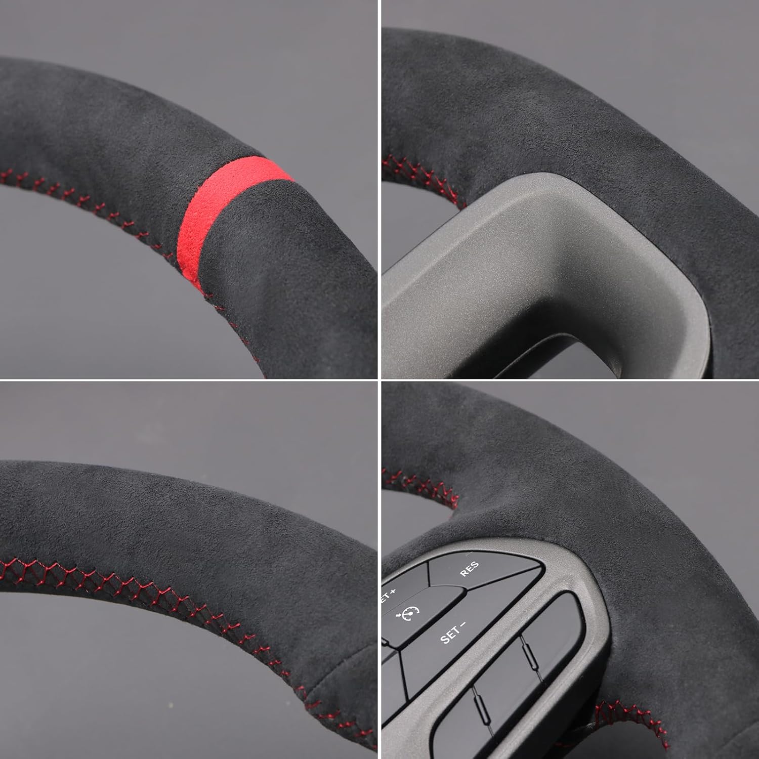 MEWANT Hand Stitch Black Steering Wheel Cover Wrap for Dodge Durango R/T 2018-2023 / Challenger SCAT R/T 2015-2022 Steering Wheel Accessories for Dodge