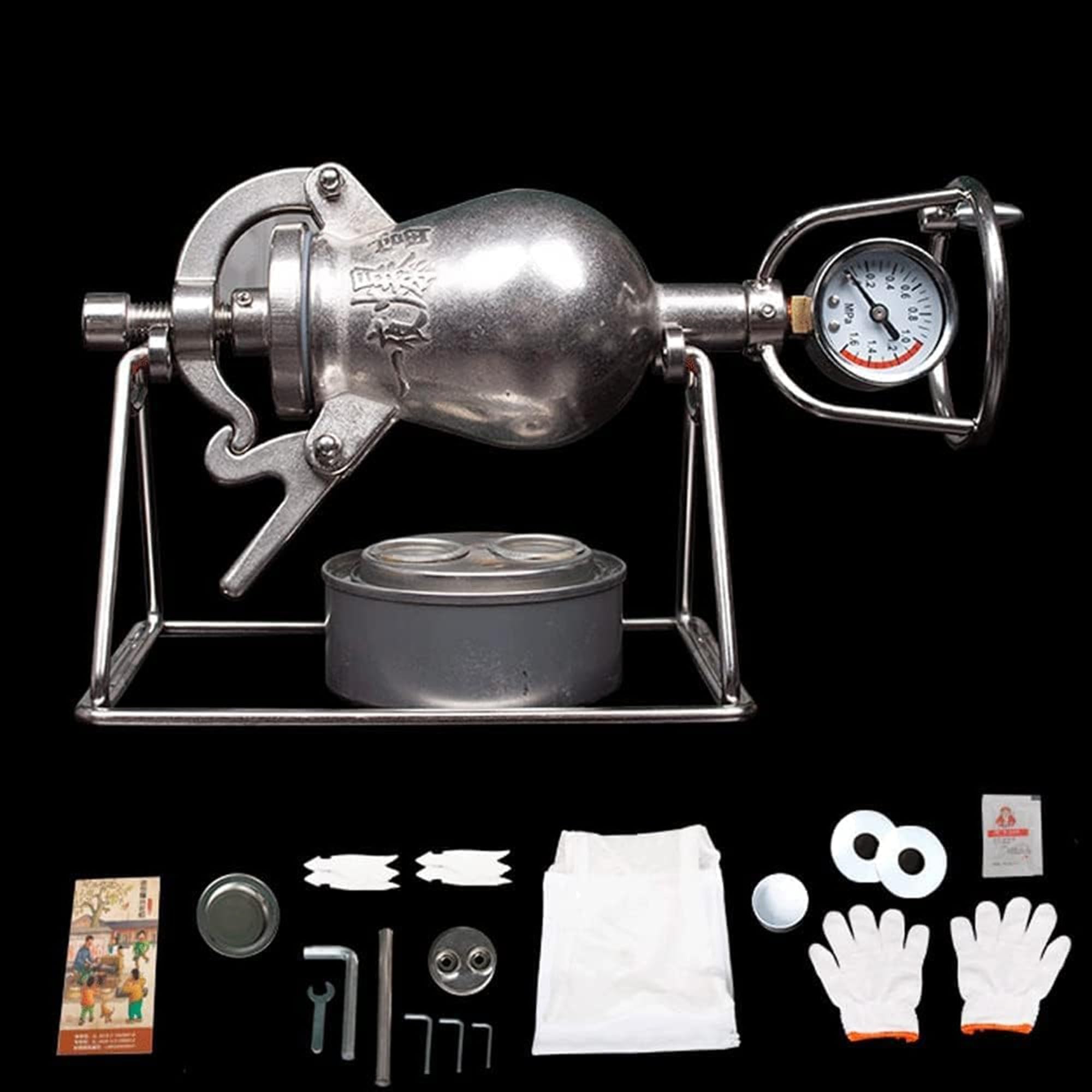 Hot Air Popcorn Machine, High Pressure Popcorn Maker, Stainless Steel Fire Heating Popcorn Popper, for Home Party,Small 100ml