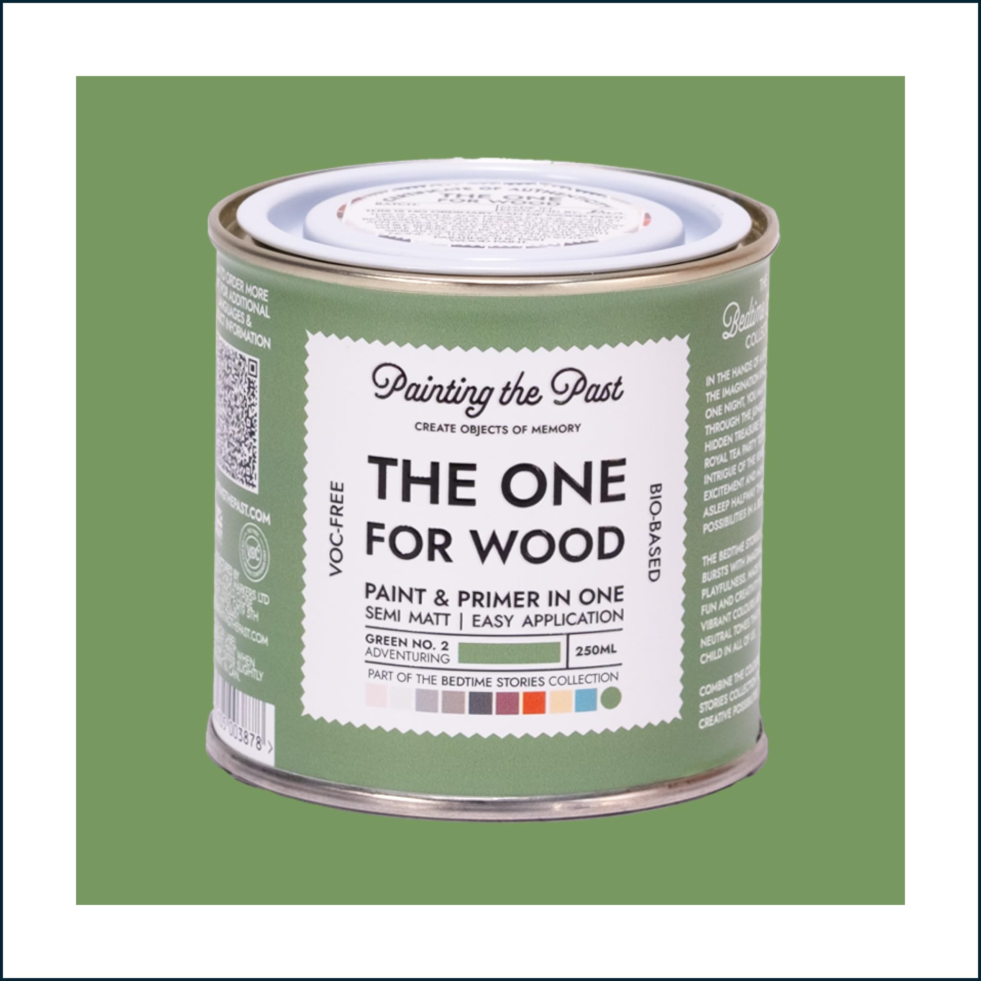 Painting The Past Green No. 2 Adventuring The One For Wood Paint & Primer 250Ml | Semi Matt Finish, Bio-Based & Voc-Free Formula For Wooden Furniture & Surfaces | Durable & Easy Indoor Home Decorating