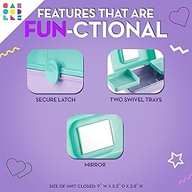 Caboodles Pretty in Petite Makeup Box, Two-Tone Lavender on Violet, Hard Plastic Organizer Box, 2 Swivel Trays, Fashion Mirror, Secure Latch for Safe Travel