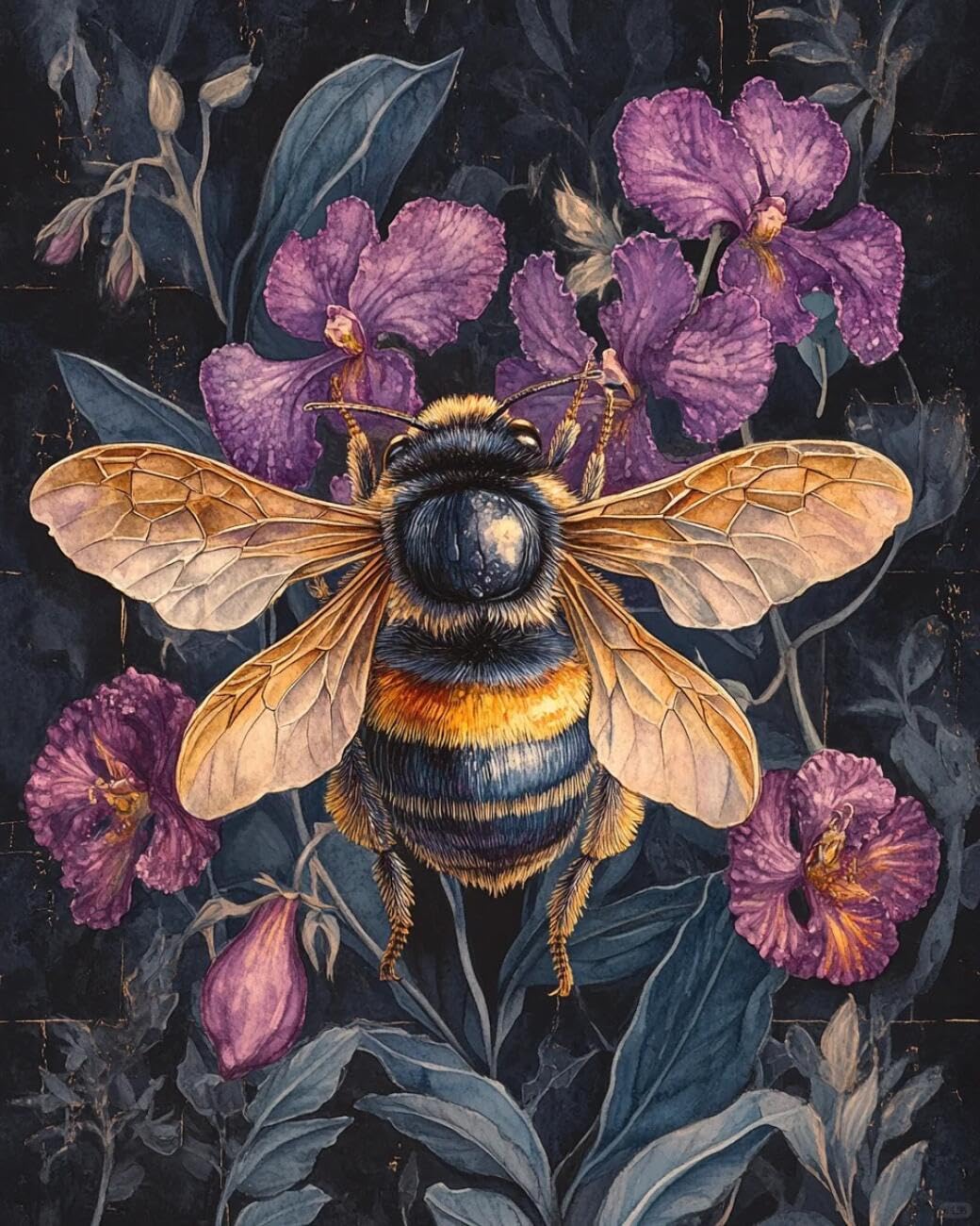 Henypt Cross Stitch Kit Bees and Flowers DIY Needlepoint Set for Adults Beginners with Accessories Handmade DIY/Gifts 14CT 40x50cm