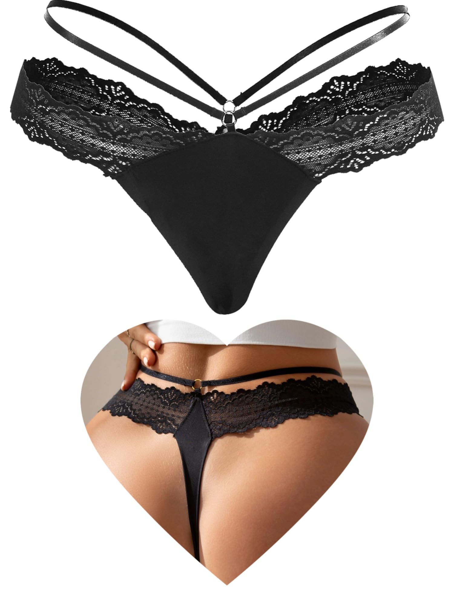 ohyeah Women Sexy Lace G-String Thong Bikini Panties Cheeky Underwear for Women Cotton Crotch Undies Ladies Underwear Panties