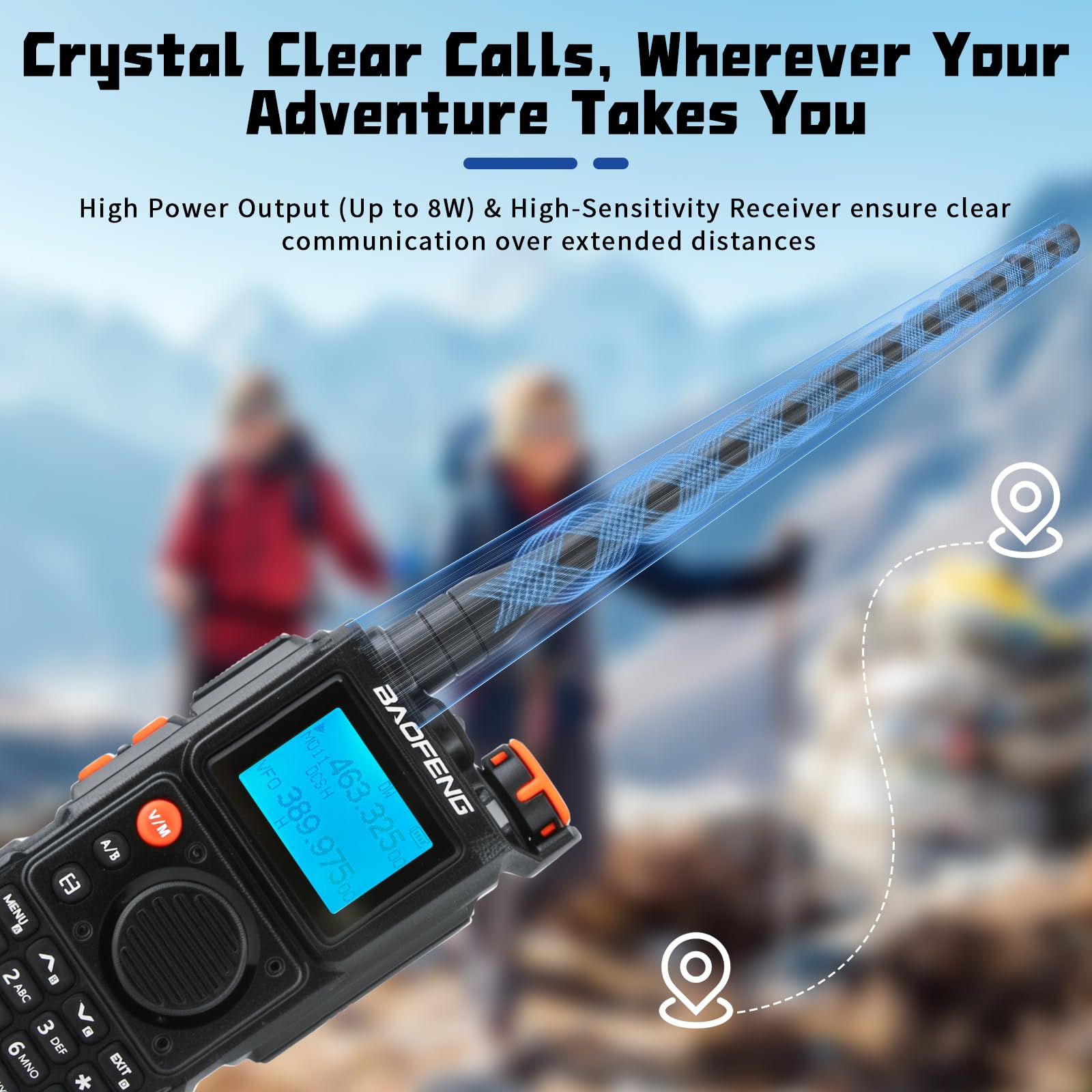 EU-K6 Walkie Talkie - Multi-Band Two Way Radio with Air Band Monitor, FM Radio, 2600mAh Type-C Battery, 8W High Power, VOX Hands-Free, SOS Emergency Alert, Weather Alert, for Camping Hiking & Work — view 3