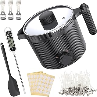 venpow Candle Wax Melter with Pour Spout, Candle Making Kit for Adult Beginners, for Candle Making, Set Includes Wax Melting Pot, Stirring Spoon, Thermometer, Wick, Wick Sticker and Centering Device