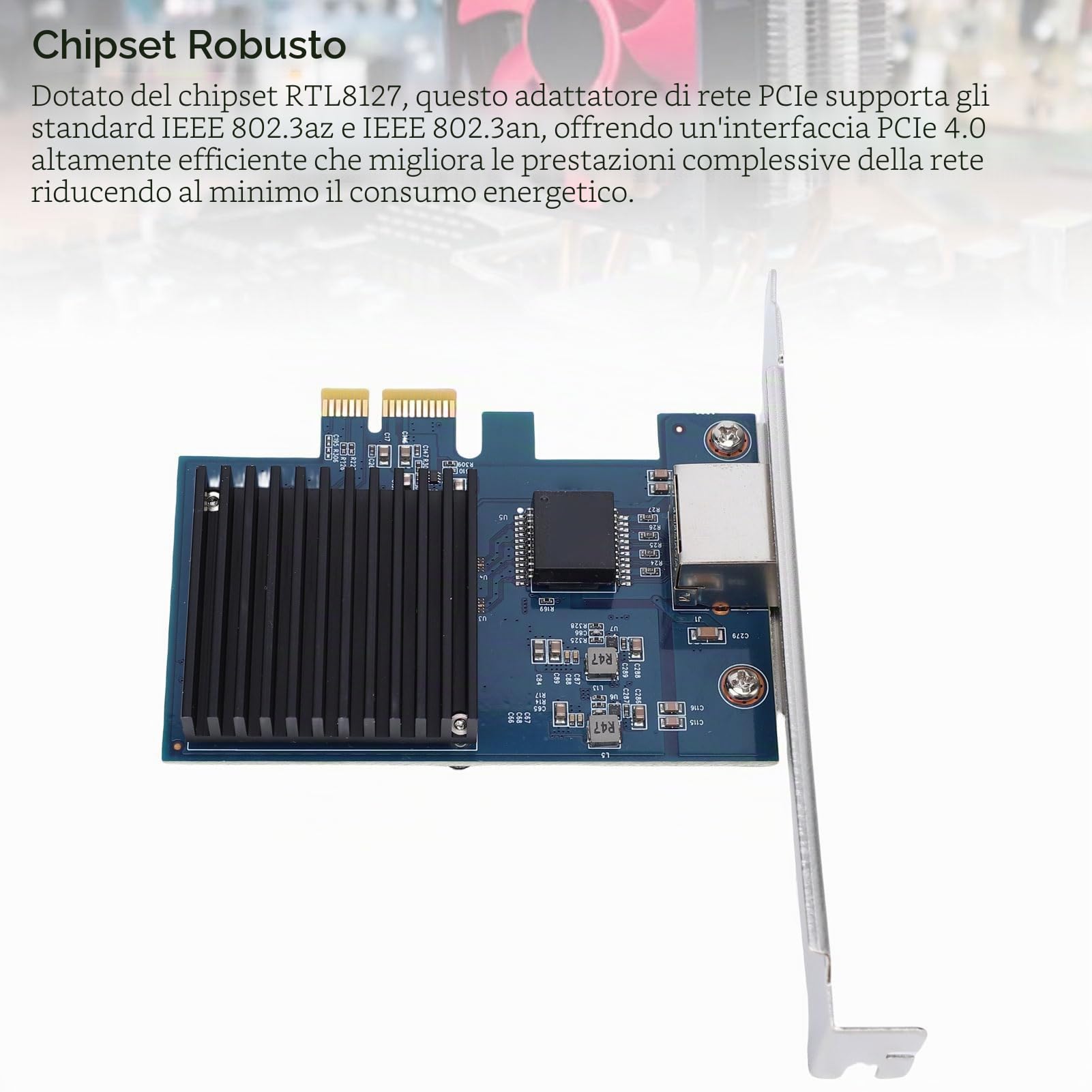 Bewinner Scheda di Rete Porta da 10 GB RJ45, RTL8127 PCI Express Gen 4 X1 a 10 Gigabit Network Card, Adattatore PCIE Ethernet LAN per