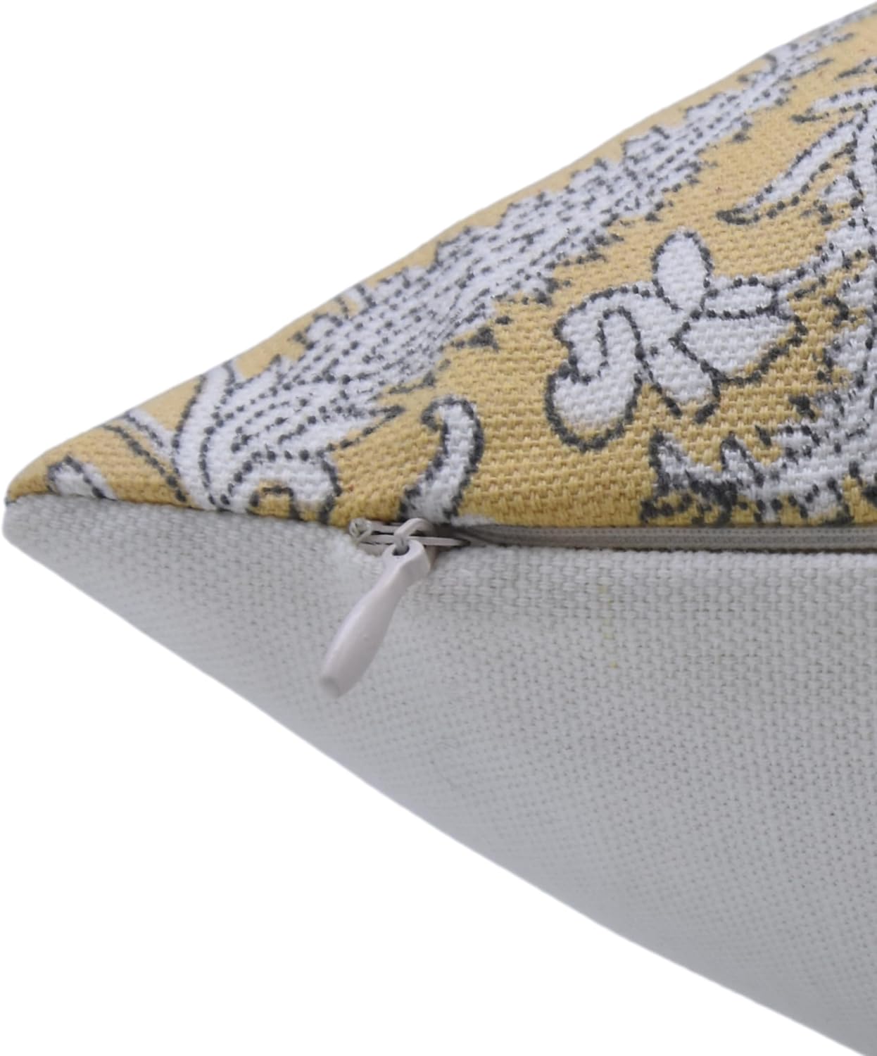 Pillow Covers Handmade Block Print Thick Cotton White 18x18 Inch Throw Pillowcase Cushion Cover Decorative for Sofa, Couch, Living Room, Bedroom, Chair (Black Forest-Light Yellow)