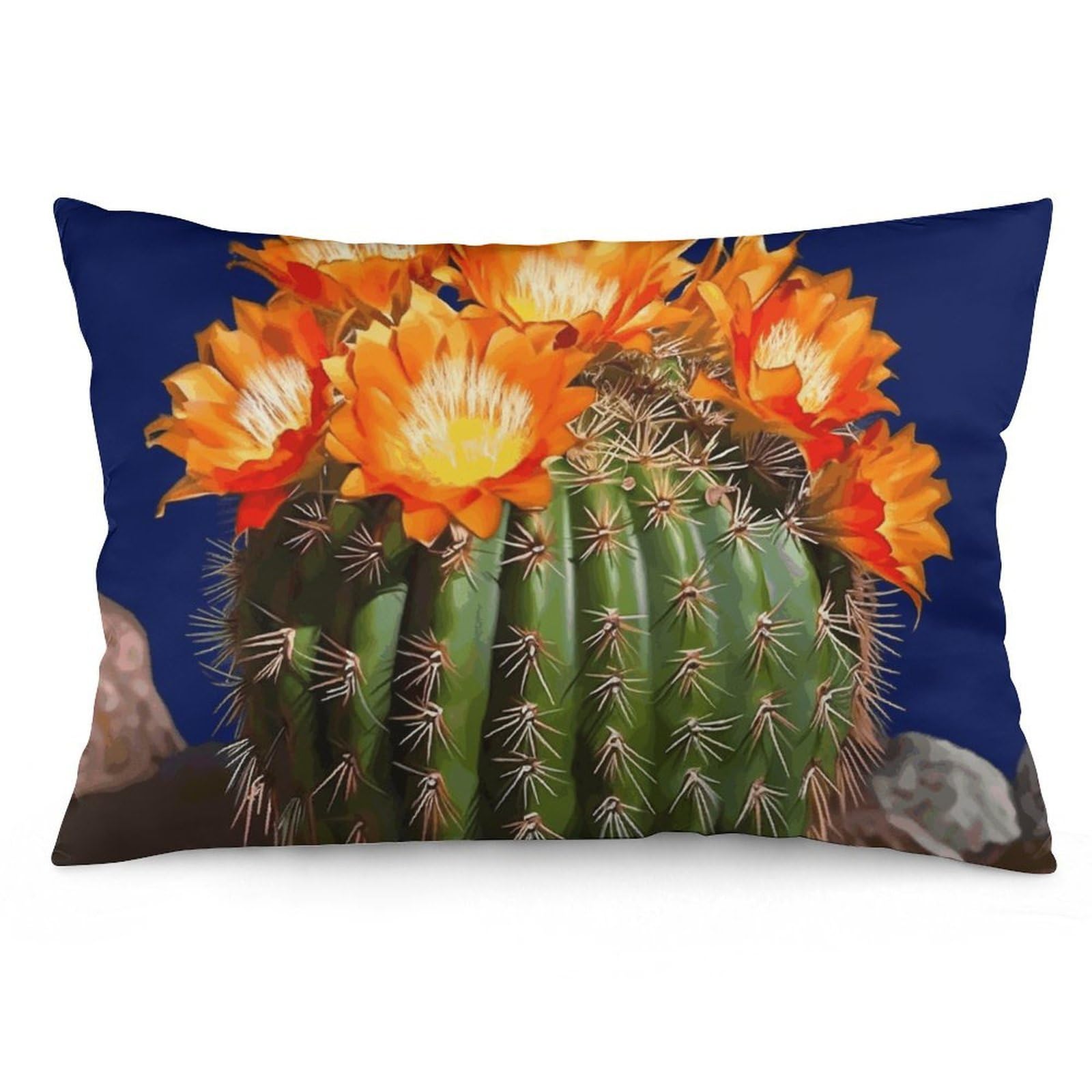 2 Pack Pillow Cases for Hair and Skin, Soft Breathable Pillow Case Covers with Hidden Zipper, Blooming Barrel Cactus Pillowcase 20"x30" Pillow Covers for Sleeping Gift