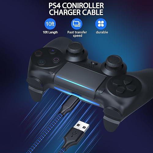 Miniatura 8 de Paquete de 3 cables de carga de controlador PS4 de 6 pies para controlador Xbox One Dualshock 4 cable de carga PS4 cable de sincronización de datos