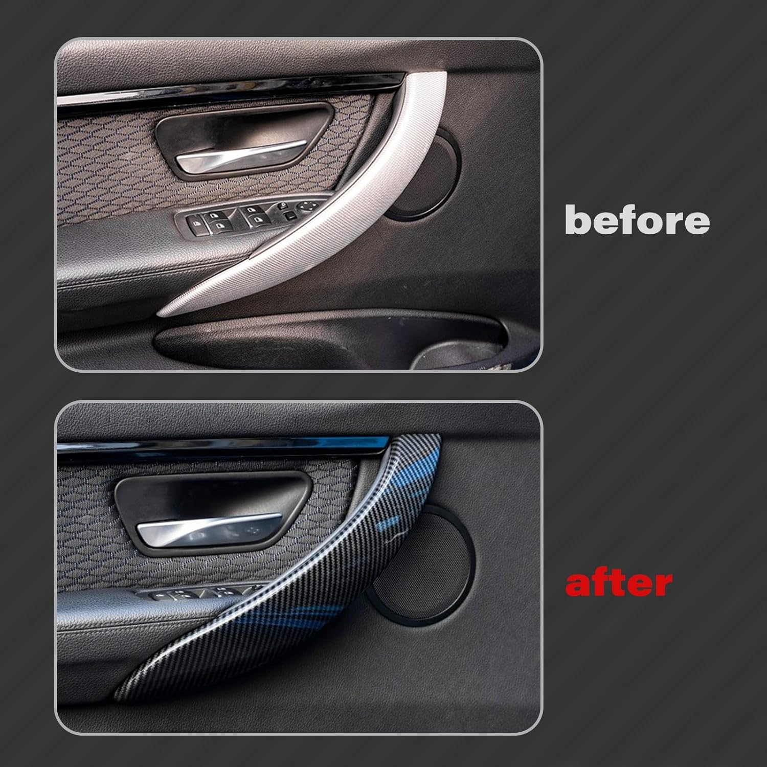 x xotic tech Car Door Handle Outer Cover Compatible with BMW 3 Series F30/F31/F34/F80 2012-2018, 4 Series F32/F33/F36/F82/F83 2014-2017, Carbon Fiber Pattern Side Door Handle Cover (2PCS)