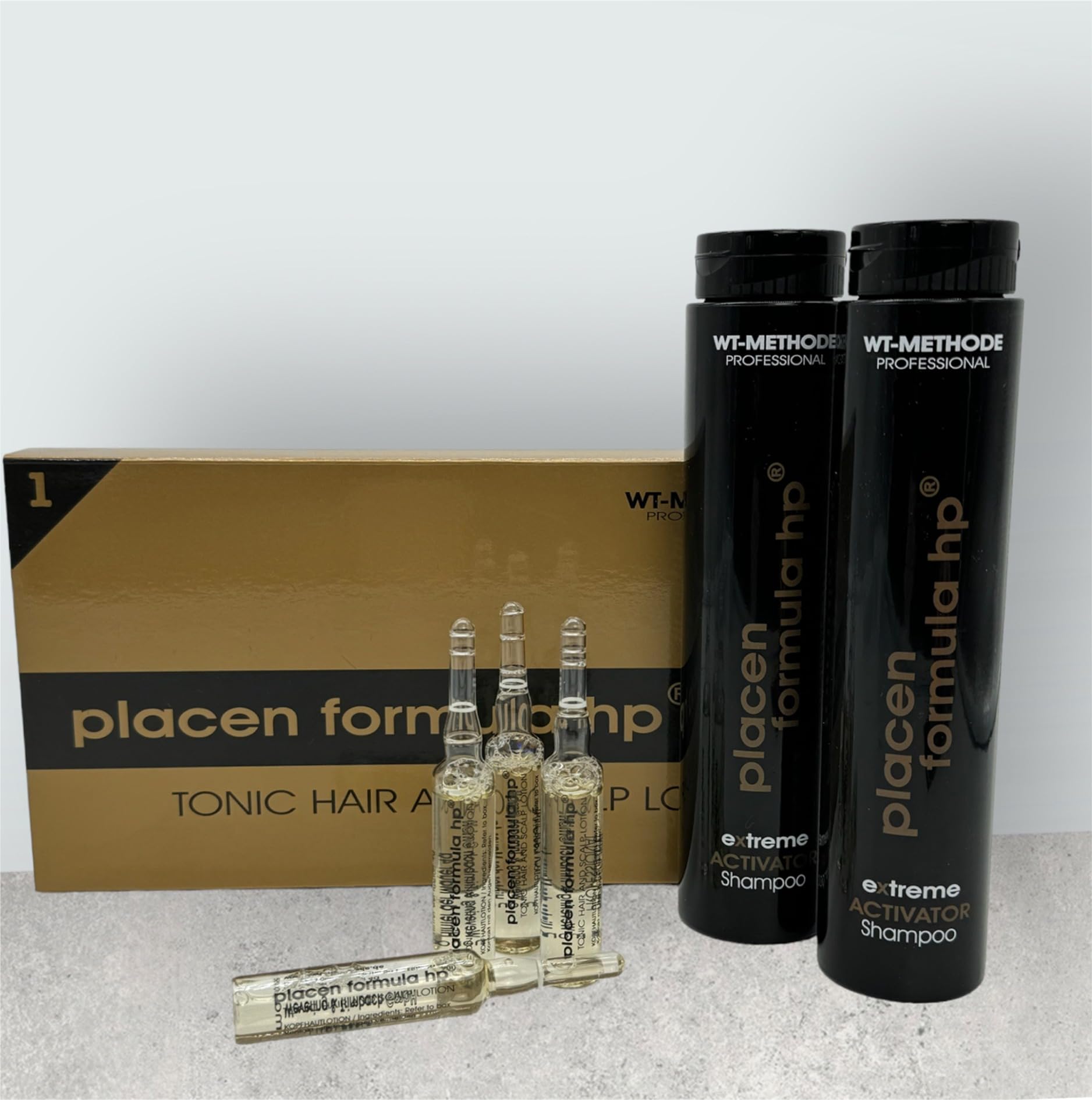 Ampullen 12x10ml gegen Haarausfall + 2x 250ml extreme Activator Shampoo WT Methode …