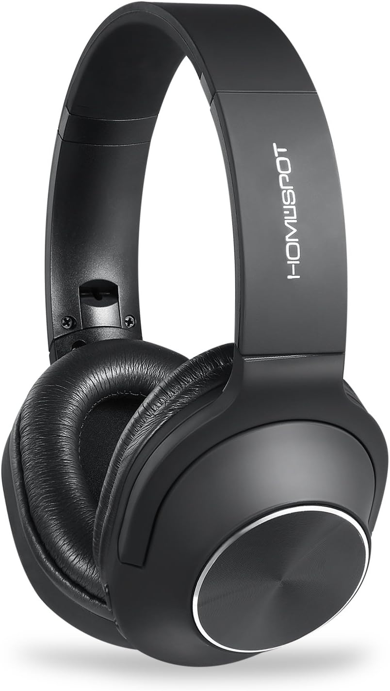 Bluetooth Headphones Over-The-Ear Wireless Headphones with Mic by HomeSpot Hi-Fi Stereo Wireless Headset, Foldable, Soft Memory-Protein Earmuffs for TV Playstation Video Games