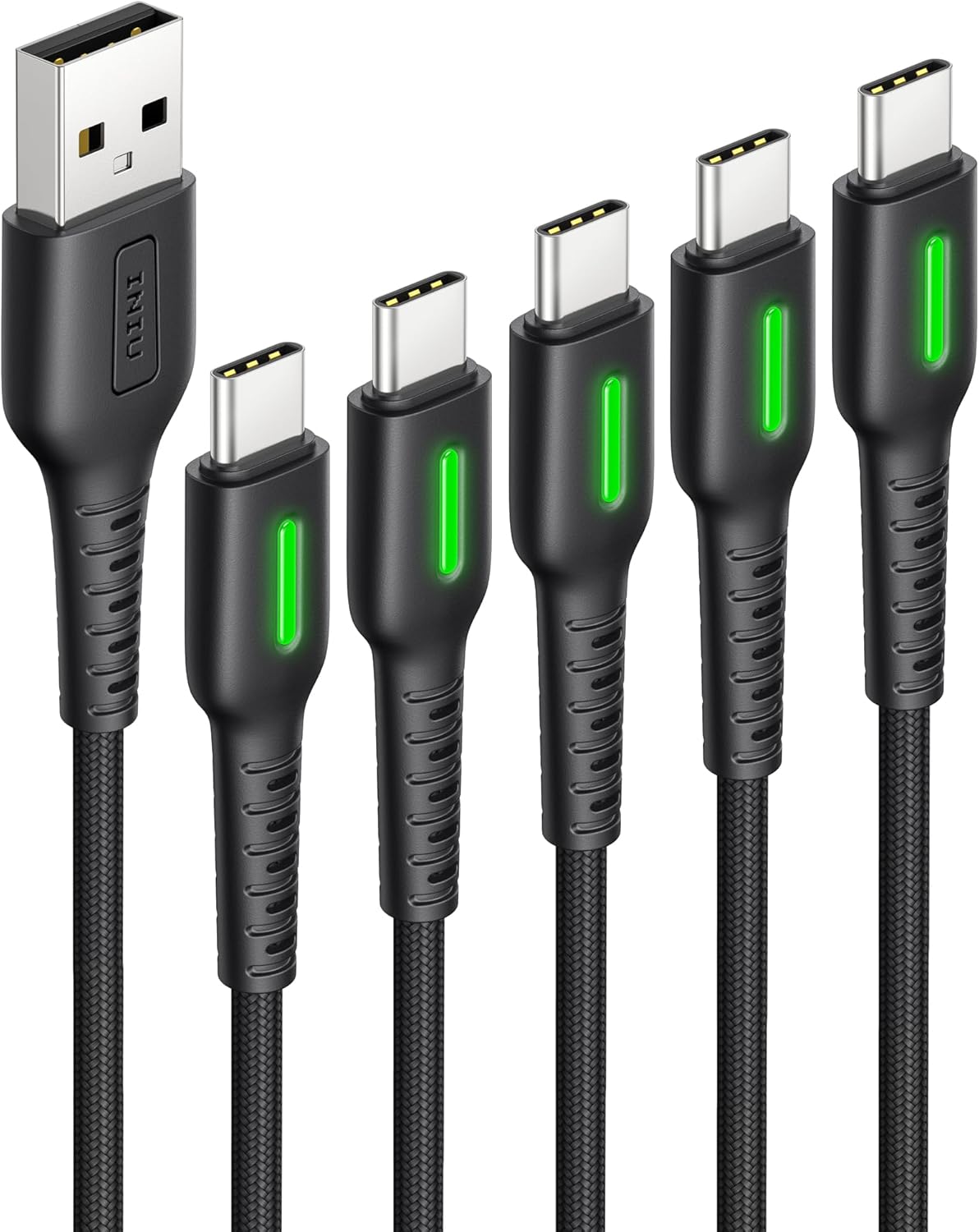 INIU USB C Cable 5-Pack [1.6/3.3/6.6 ft] and 15W Qi2 Certified MagSafe Compatible Charger Pad Combo