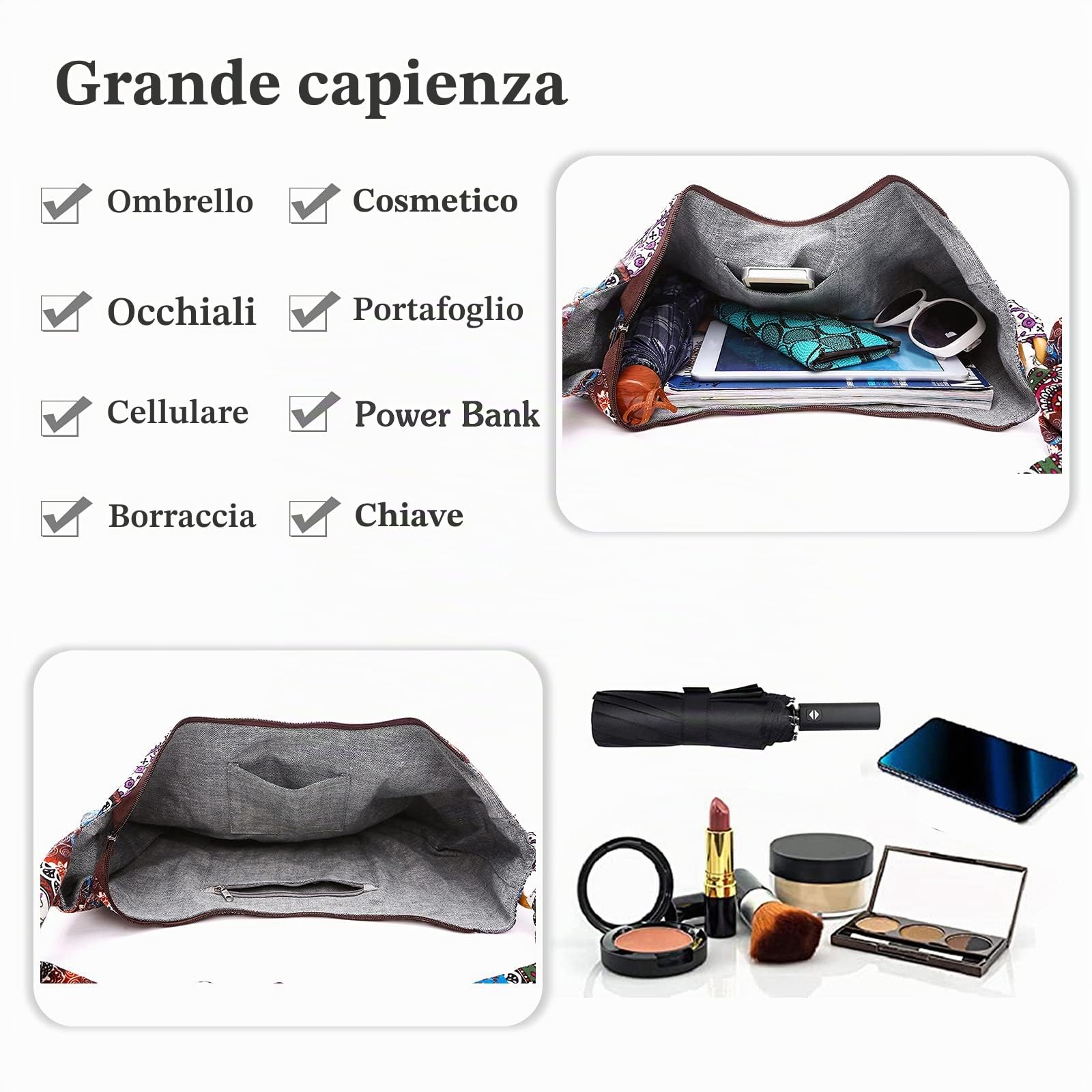 Borse a Spalla Hippie Borsa a Tracolla Donna Borsa Leggera Stampata Tote per Viaggio Spiaggia Vacanze Uso Quotidiano