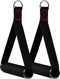 Slim Panda Resistance Band Handle Heavy Duty Cable Machine Attachment, Strong Nylon Webbing, and Seamless Steel D Ring for Fitness Workout Gym Pilates Yoga Crossover Tricep Exercise