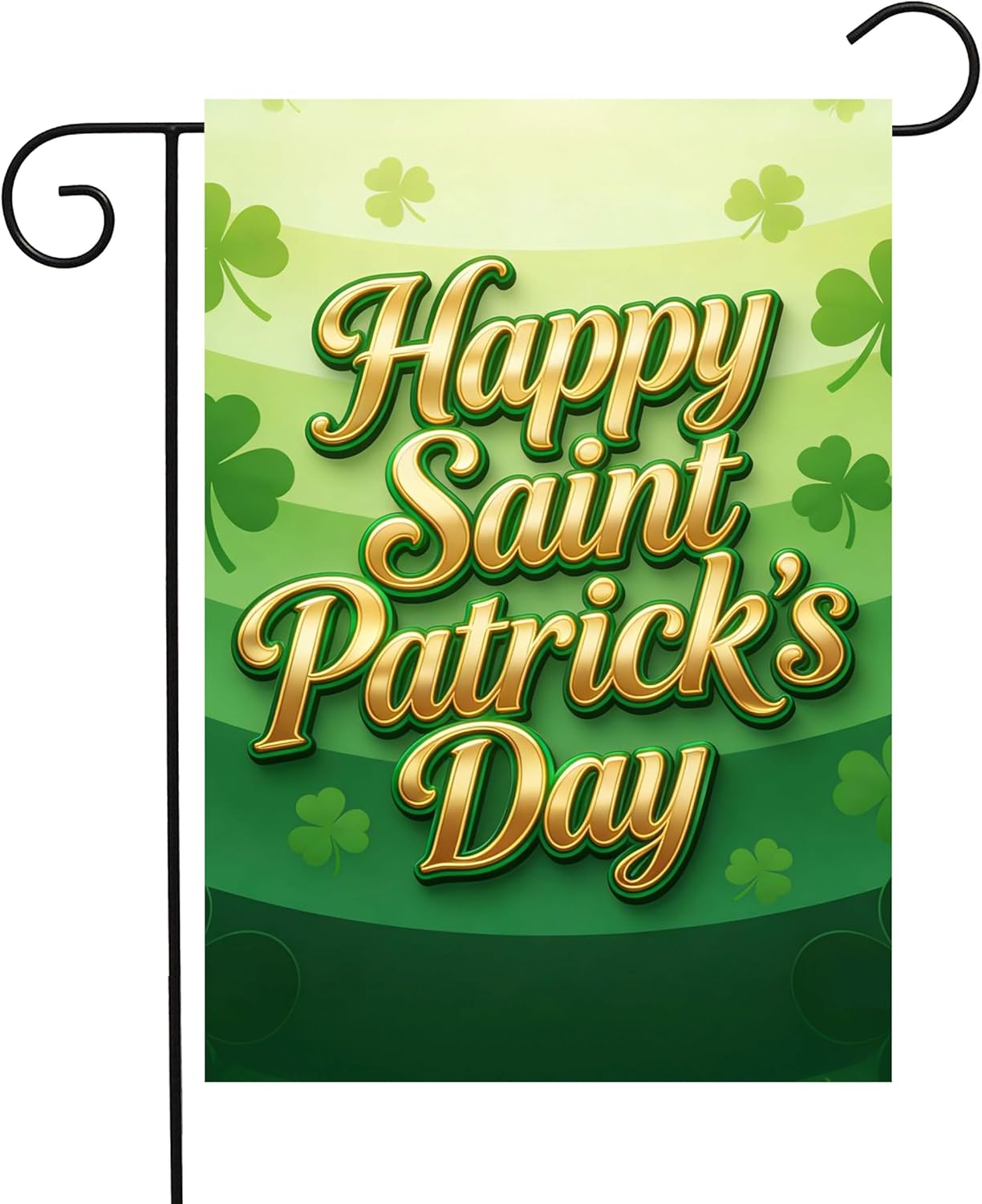 Happy Saint Patrick's Day Shamrock Clover Spring House Flag 28" x 40" Double Sided Polyester Welcome Large Yard Garden Flag Banners for Patio Lawn Home Outdoor Decor