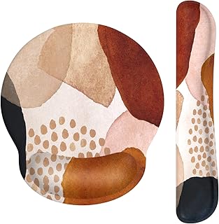 HAOCOO Mouse Mat with Wrist Support Set, Ergonomic Mouse Pad with Memory Foam for Easy Typing & Pain Relief, Keyboard Wrist Rest Mat for Computer Laptop Office Working (Color Block)