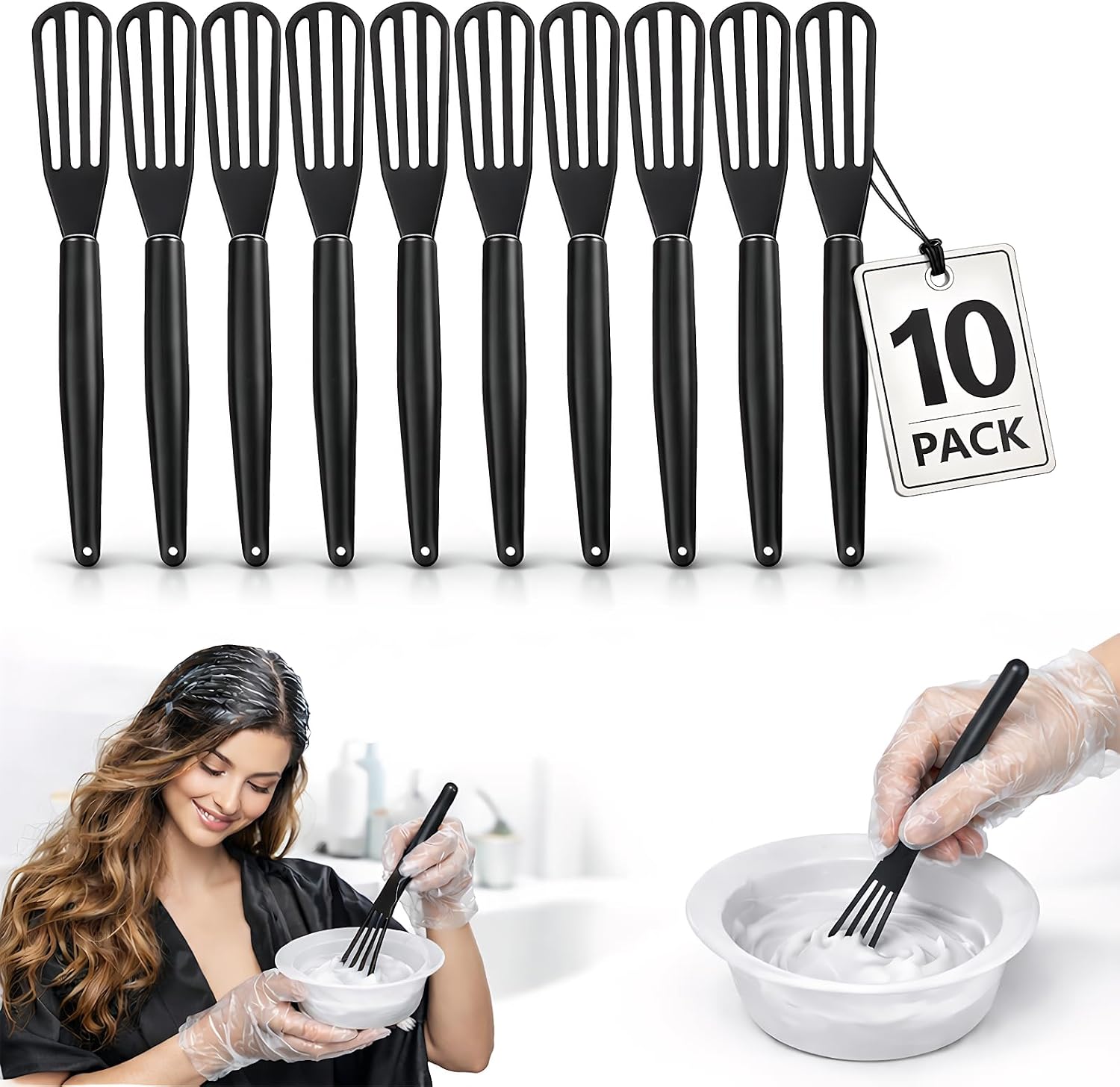 SOIMISS 10 Pcs Hair Color Whisk - Hair Dye Mixer Plastic Tint Cream Blender for Color Bowl Salon Supplies Hairstylist Barber Home DIY Applicator Tool