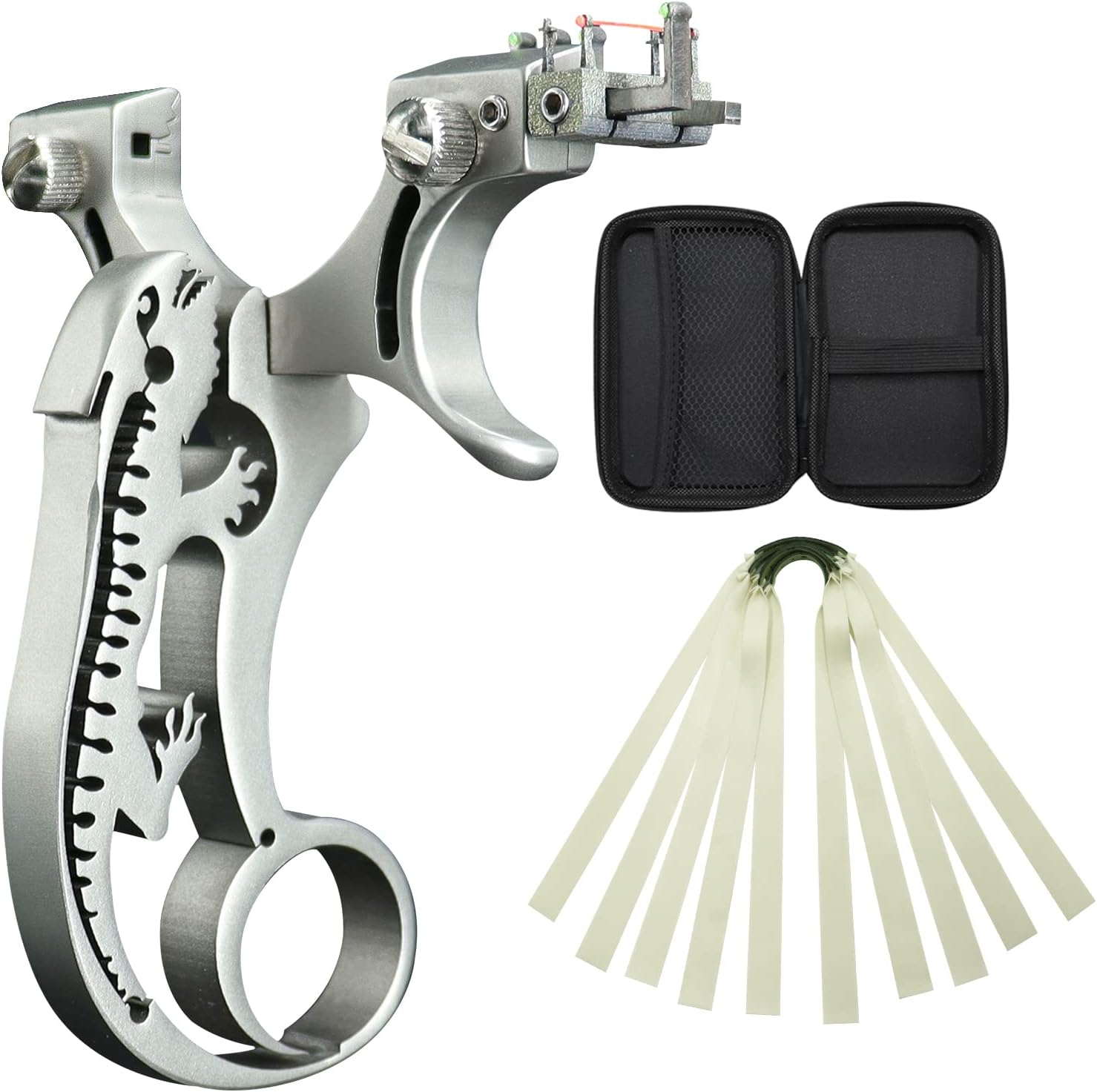 Obert Lizard Slingshot Catapult for Hunting Competition Slingshots Metal Outdoor Sling Shot Powerful Hunting Slingshot with 5 Rubber Bands Plus 1 Slingshot Case