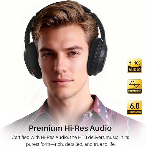 Miniatura 6 de TOZO Auriculares híbridos HT3 con cancelación de ruido, auriculares inalámbricos Bluetooth de 90 horas de reproducción, audio espacial AI Chat con 5