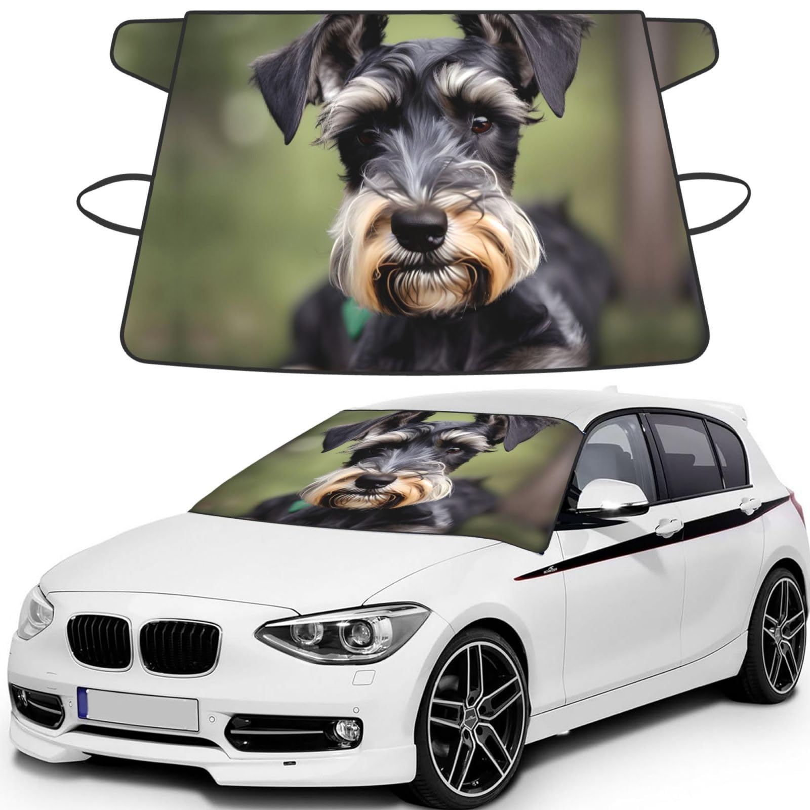 Protector de parabrisas Schnauzer para coche y funda de nieve invierno 8