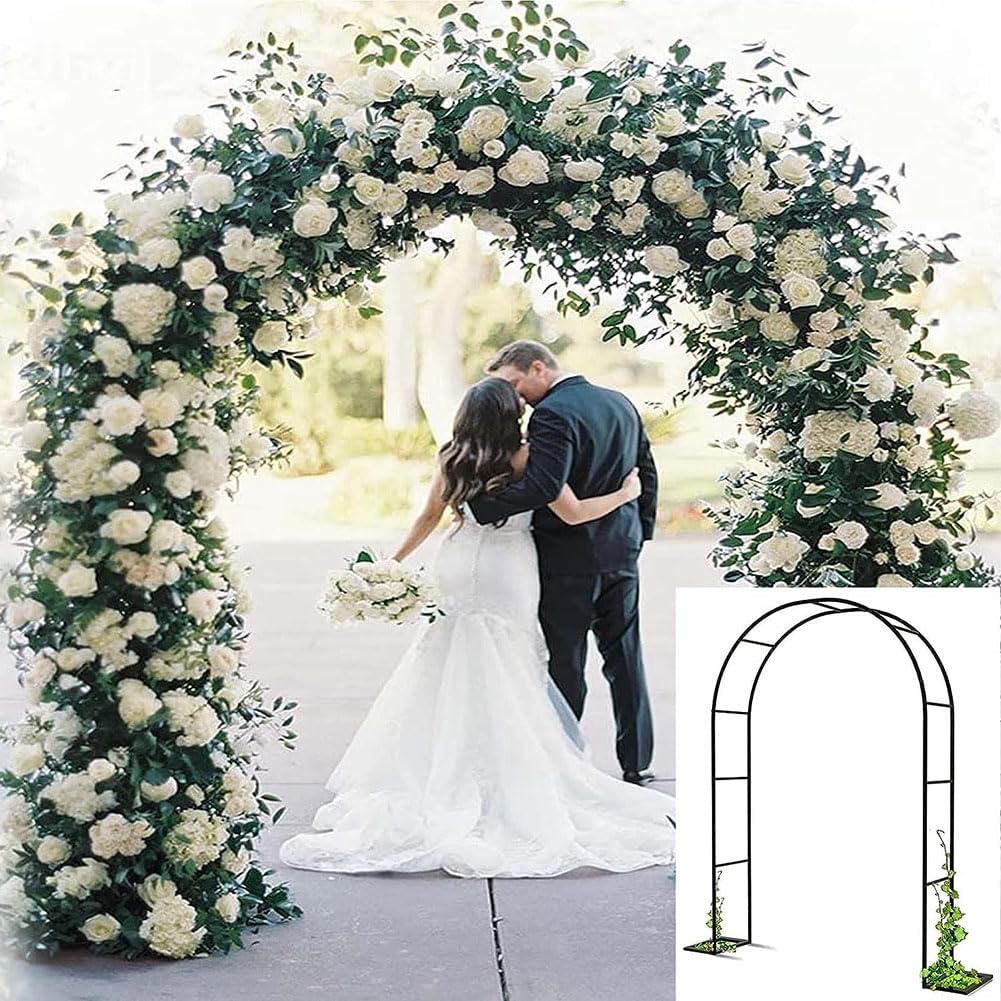 Garden Arbor Arch Steel Frame Weather Resistant Metal Archway for Climbing Plants, Free Standing Trellis Pergola 1.2M 1.4M 1.8M 2.4M 3M 3.5M Wide Garden Arch,White,W1.8M*H2.2M