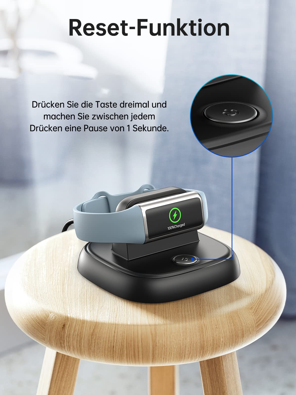 LVFAN Ladegerät für Fitbit Charge 6, Ladekabel mit Reset Taste, Schnell Ladegerät Ständer Smartwatch Ersatzkabel Magnetische Ladestation für Fitbit Charge 6/5 / Luxe - Schwarz