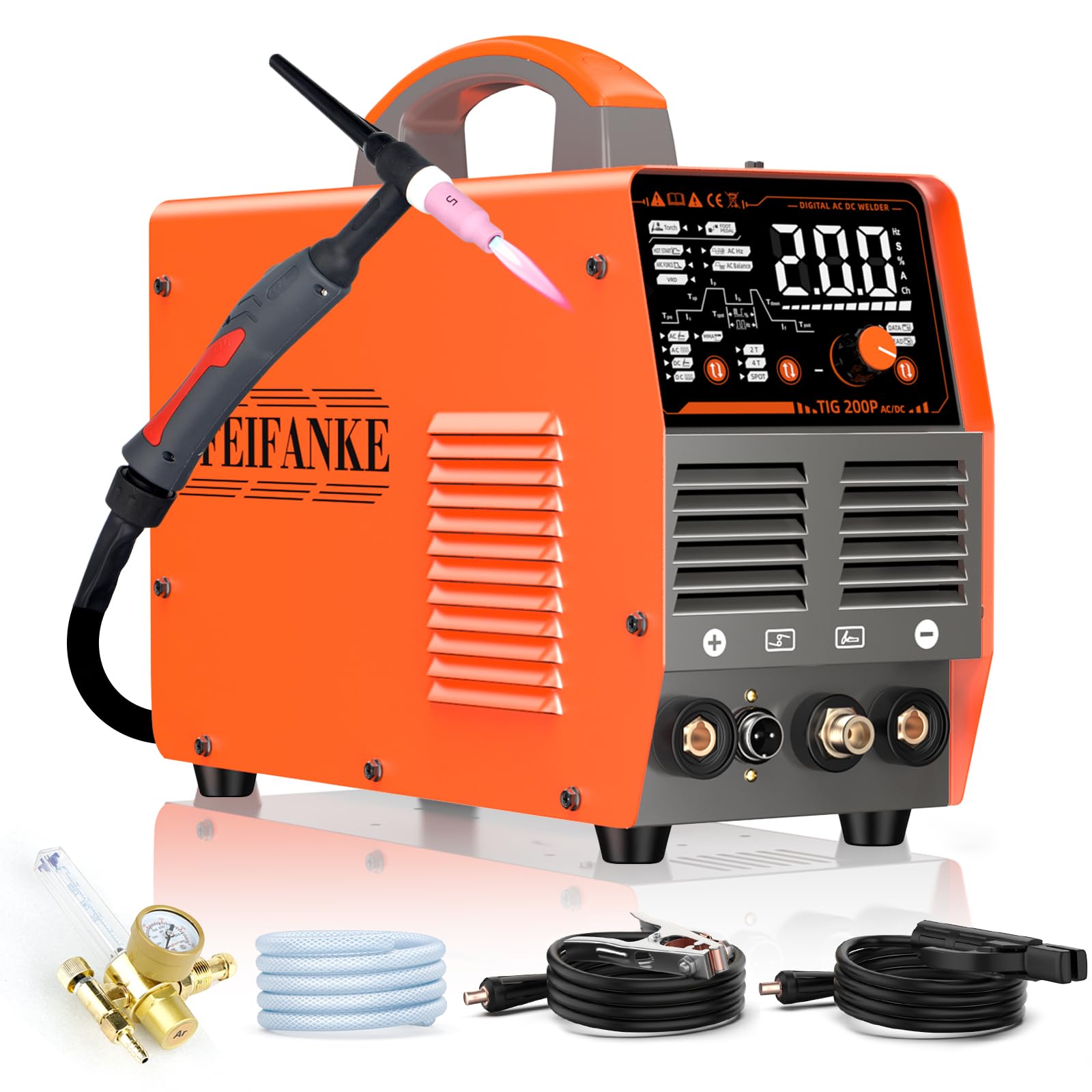 AC DC TIG Welder 200A, Aluminum TIG Welder 220V With Pulse LED Display Stick/DC TIG/AC TIG/Spot 6 In 1 Multiprocess TIG Welding Machine