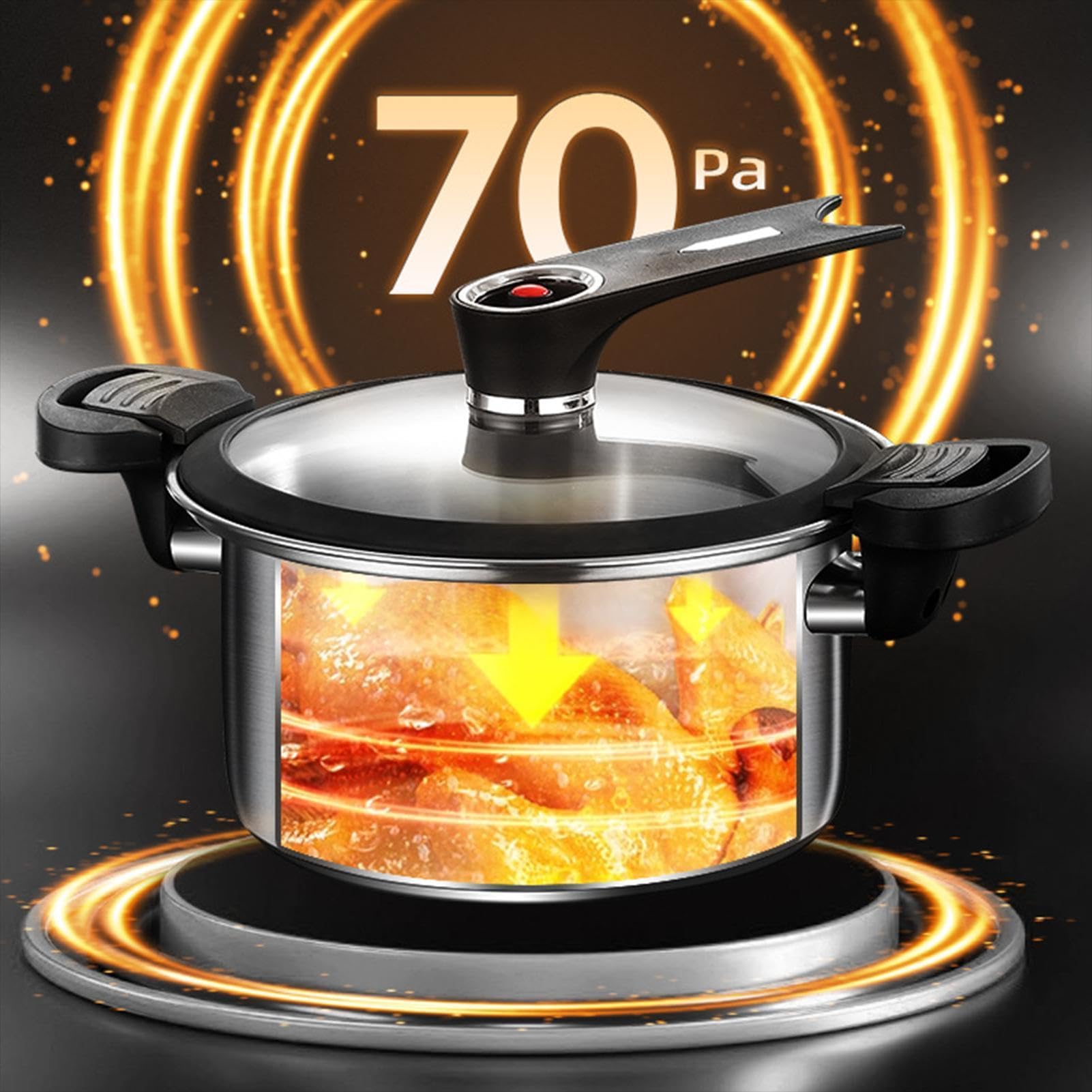 Pentola a Pressione per Cucinare Pentola per Cottura a Vapore a Pressione | Cuocitore a Vapore per la Cottura per l'in Cucina Casa Sala da Pranzo Ristorante per Cereali Riso e Zuppa