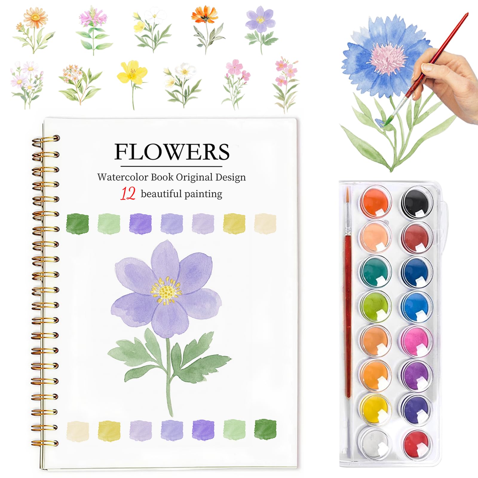 Easy Watercolor Workbook for Beginners - Flower Painting -1