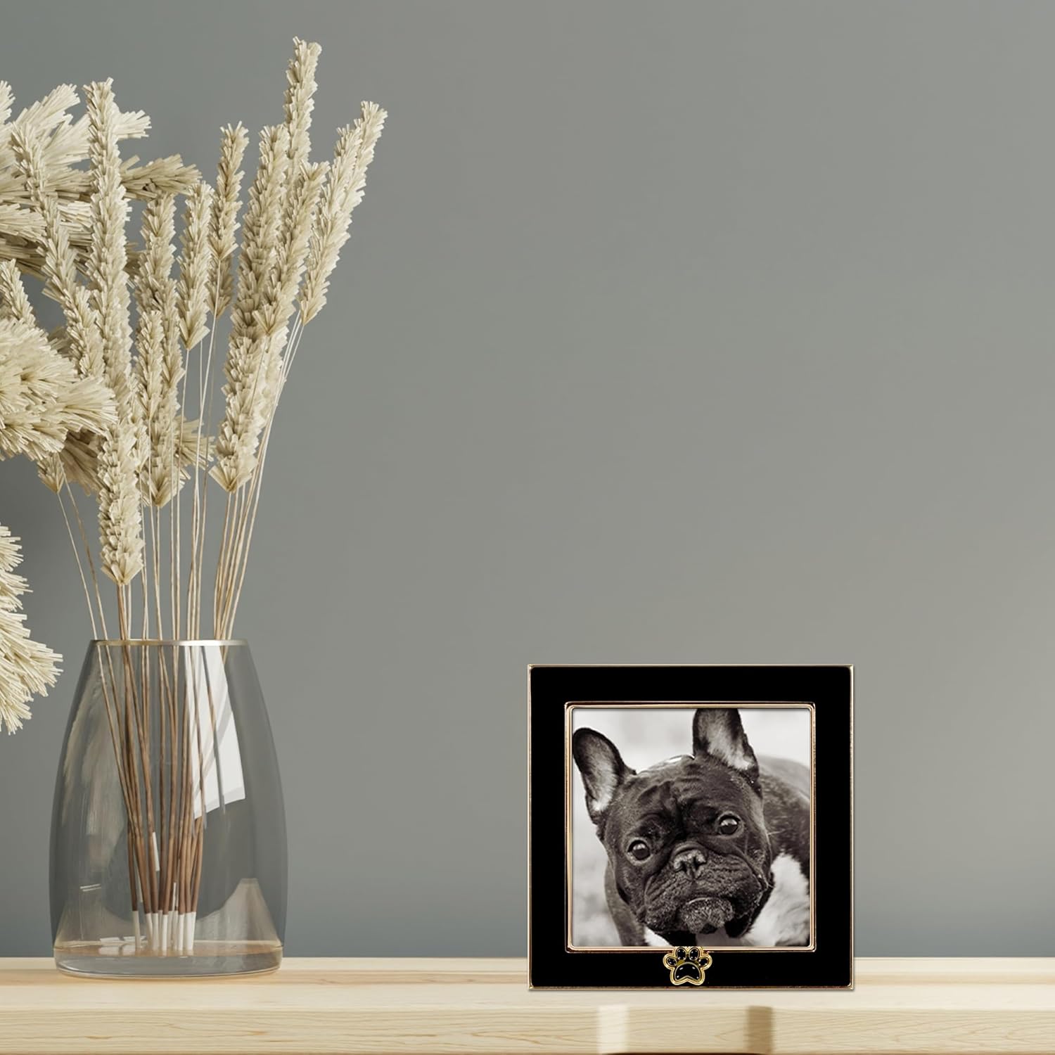 4x4 Black Enamel on Gold Metal Frame - Dog Paw Print - Image 3