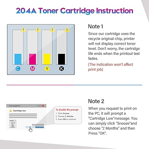 Miniatura 6 de ONLYU Cartucho de tóner de repuesto compatible para impresora HP 204 204A CF510A CF511A CF512A CF513A Pro MFP M180nw M180n M181 M181fw M154a M154nw