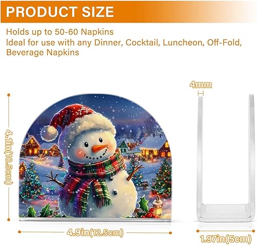 Vista 4 de Muñeco de nieve árbol de Navidad noche servilleta titular de cocina dispensador de papel de seda cóctel para mesa de comedor, invitados de fiesta